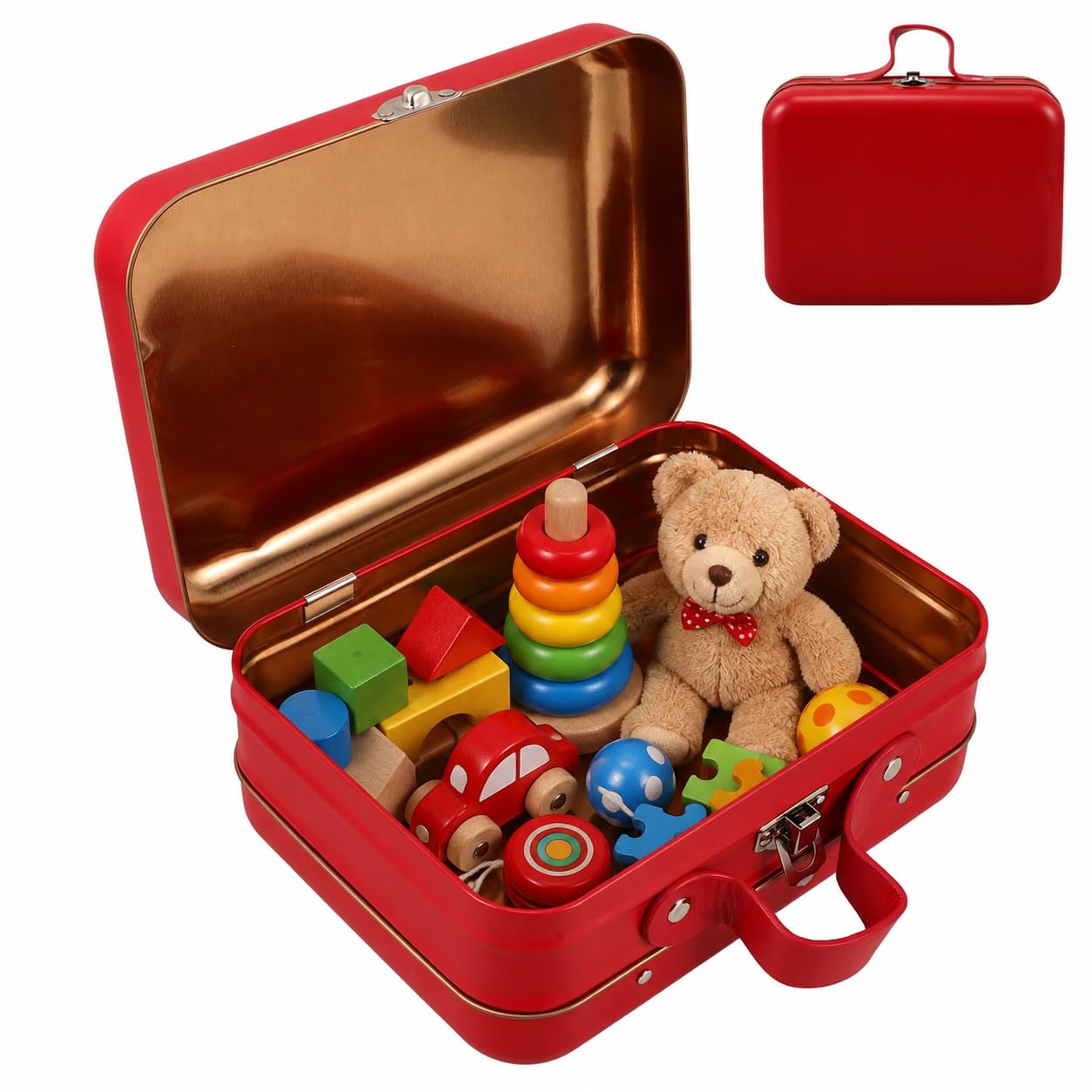 Alipis Toy Storage Box Boxes Retro Decor Toys Black Storage Bins Wedding Gif Boxes Mini Suitcase Pencils Case Small Suitcase Makeup Case Tiny Red Iron