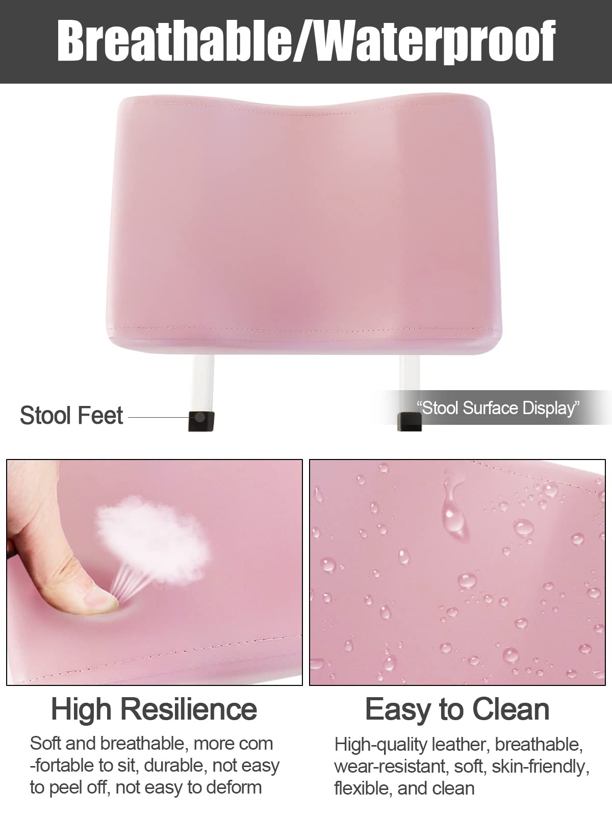 Kalolary Adjustable Pedicure Stool for Pedicure Professional Pedicure Stool for Salon Spa Salon Foot Support for Pedicure Manicure Beauty (Pink)