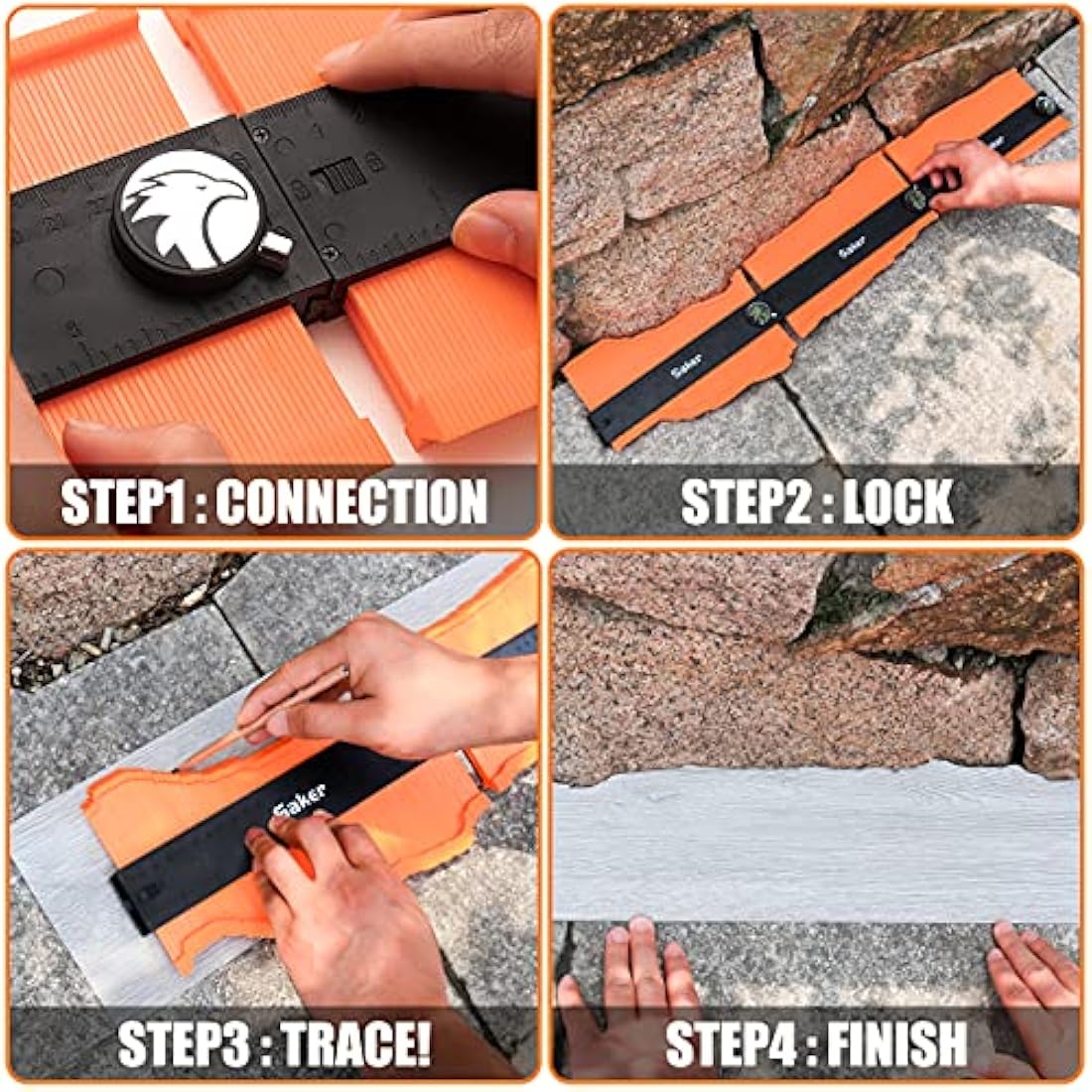 Saker Connectable Contour Gauge Profile Gauge with Lock 10 inch/25cm - Must Have Tool for DIY Handyman Woodworking