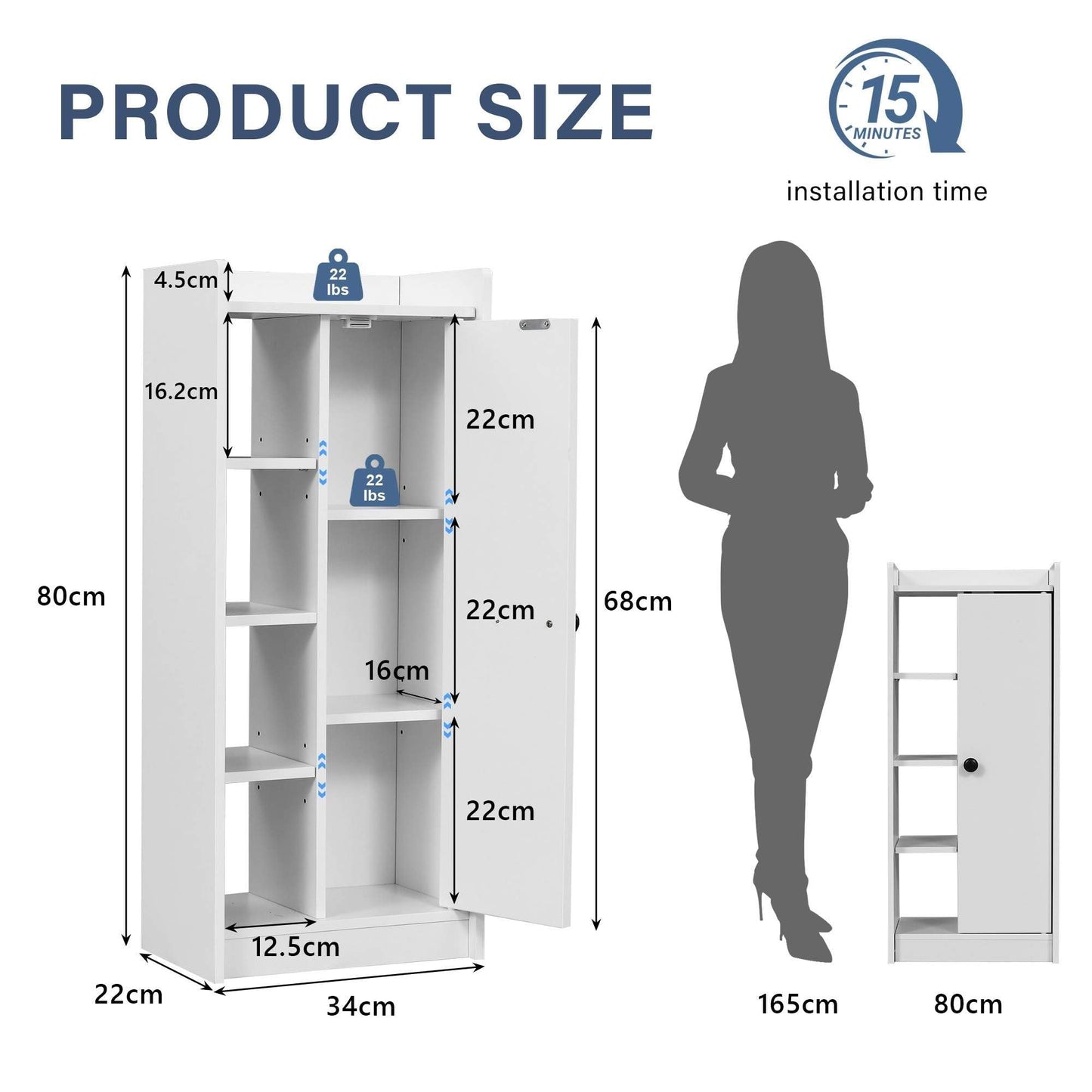 Feonase Bathroom Storage Cabinet with 4 Open Storage Unit, Slim Bathroom Storage Unit with Adjustable Shelf