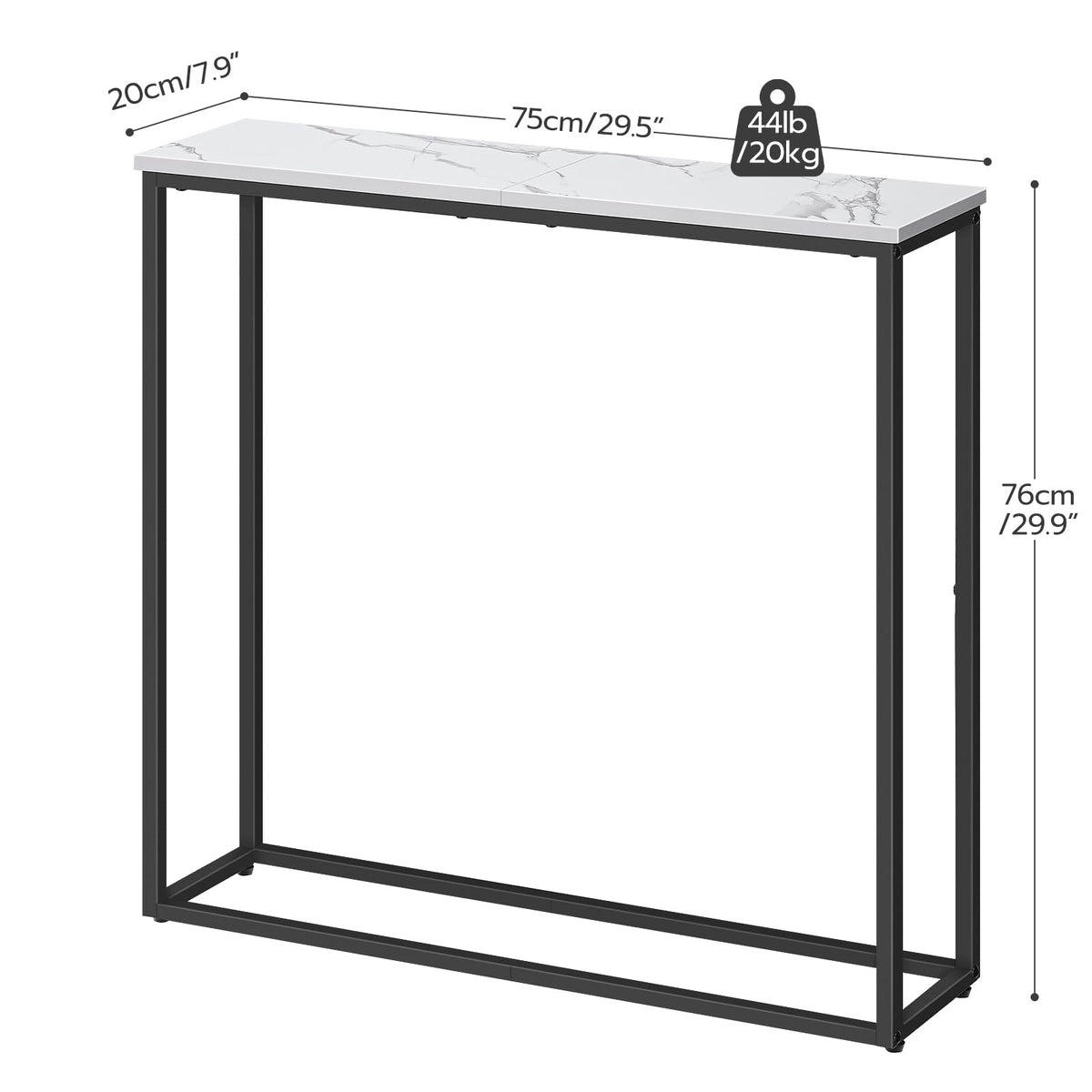 HOOBRO Console Table, Narrow Console Table for Hallway Slim, Hallway Table, Small Sofa Table for Small Spaces, Living Room, Entrance, Bedroom, Metal