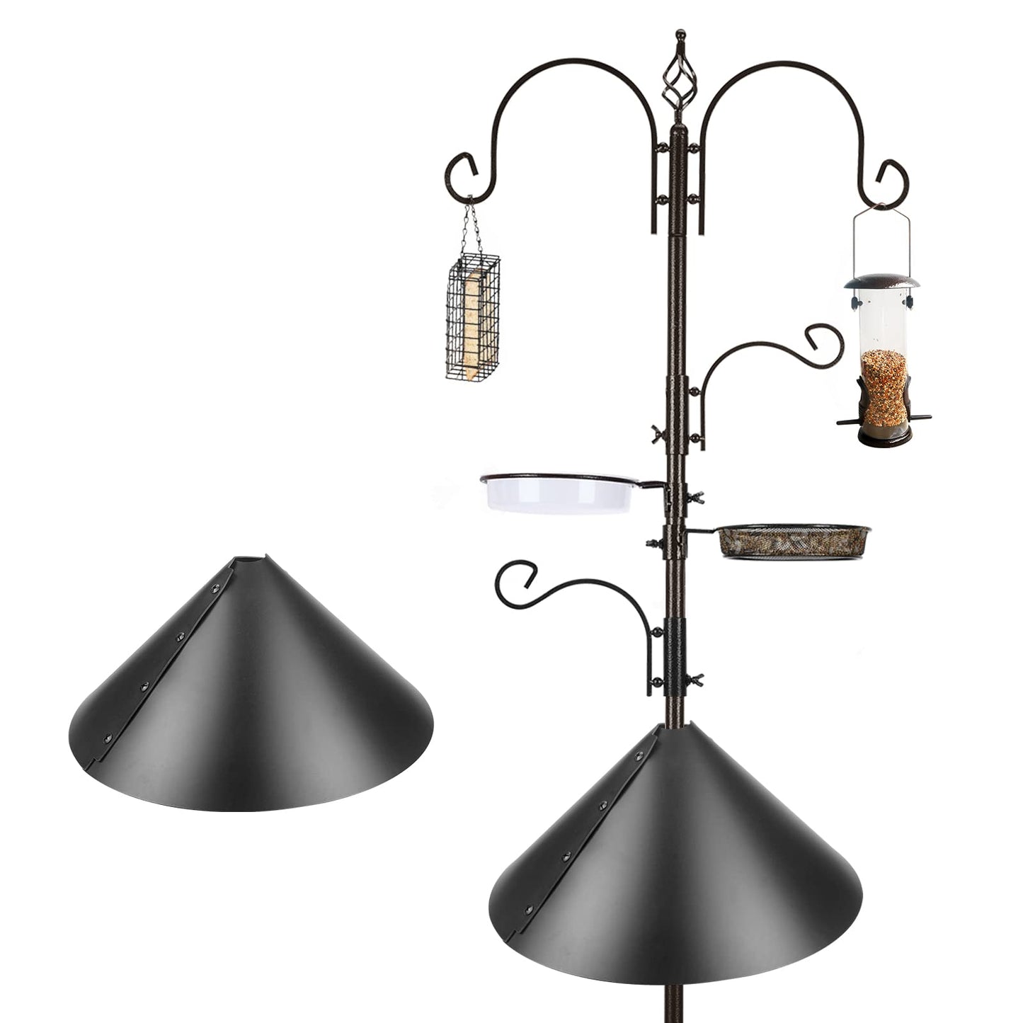 MIXXIDEA Deluxe Bird Feeding Station Kit - Wild Bird Feeder Hanging Kit with Suet Cage, Squirrel Guard Baffle, Multi Feeder Hanging, Planter Hanger,
