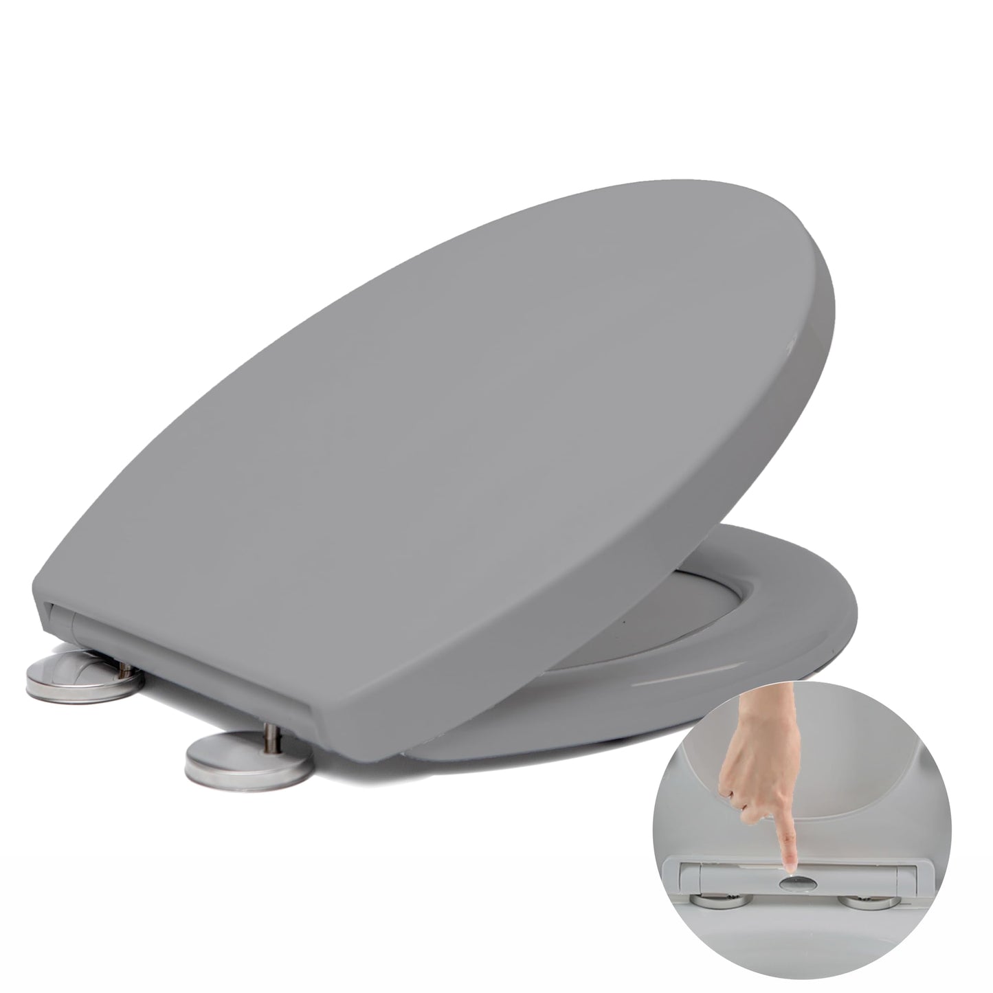 Toilet Seat Soft Close, Soft Close Toilet Seat with Quick Release for Easy Clean, Standard Loo Toilet Seats O Shape, Simple Top Fixing, Universal