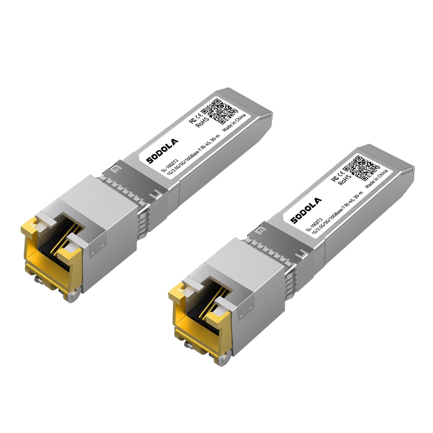 [2 Pack] 10GBase-T RJ45 SFP+ Module, SFP to RJ45, 10G SFP Copper Transceiver, Compatible with Ubiquiti UniFi, TP-Link, Mikrotik and Other Open