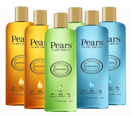 Pear Pure and Gentle Body Wash with Natural Oils 250 ml (2 Pack) & With Mint Extracts 250ml (2 Pack) & Lemon Flower Extracts 250ml (2 pack) Pears Body