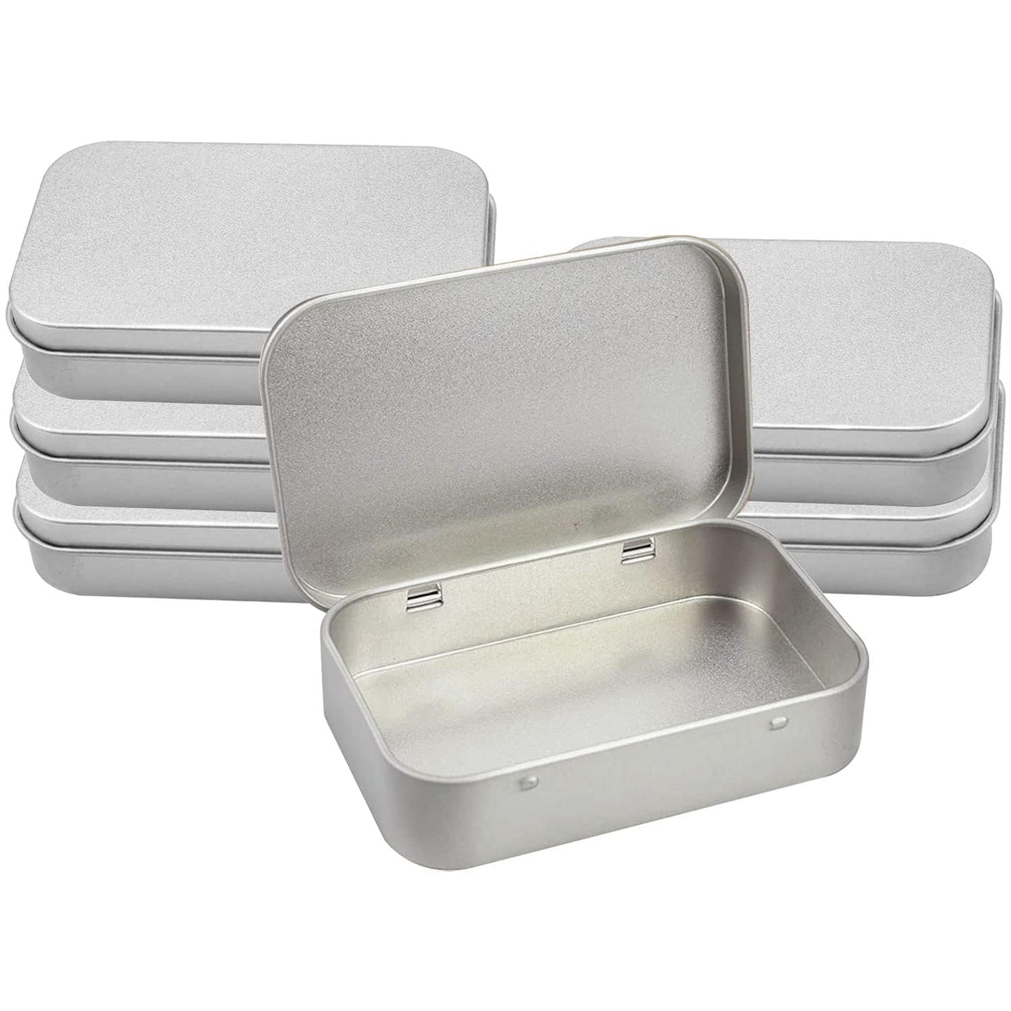 TSKDKIT Metal Tins Containers Rectangular Storage Boxes Small Metal Case Organizer Portable Hinged Tins Box for Playing Cards, Earphone