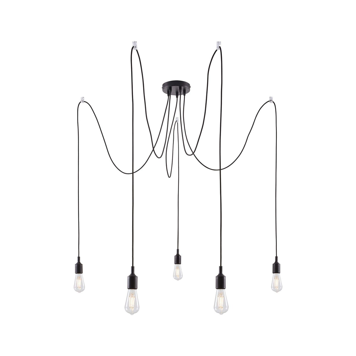 Paulmann 50389 Ketil Neordic Pendant luminaire 5-lamp Sputnik max. 5x20 watts Pendant lamp Black Ceiling lamp Silicone, Metal Pendant luminaire E27