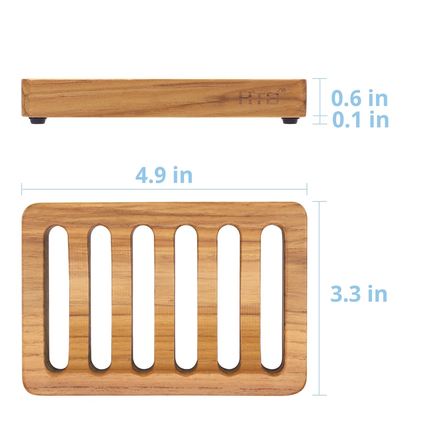 HTB Teak Soap Dish 1PC, Self-Draining Soap Bar Holder for The Shower
