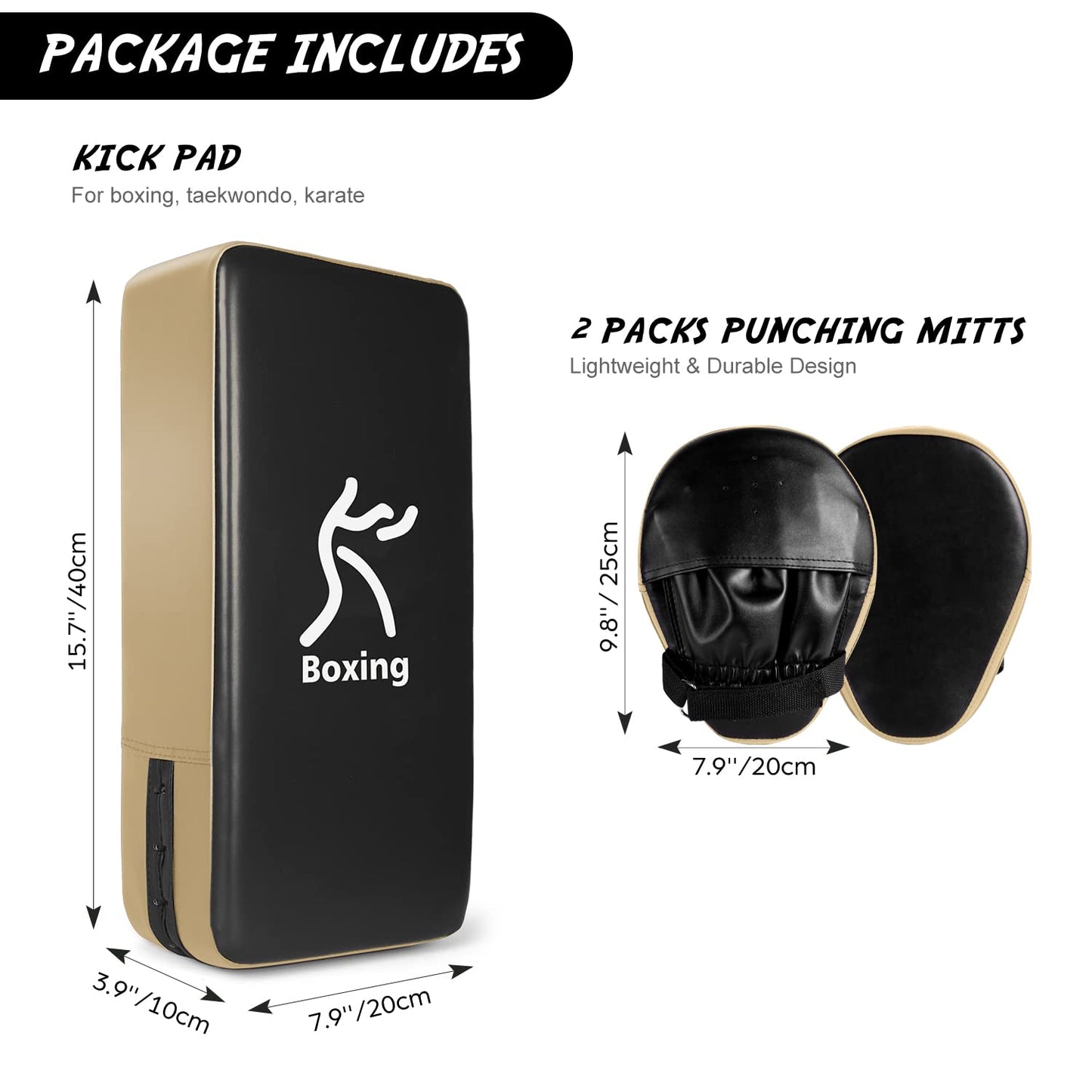 Odoland Punching Mitts and Kick Pack Set, Boxing Mitts Focus Pads, Taewondo Kick Pad, Great for Boxing, Kickboxing, Karate, Muay Thai, Boxing Training