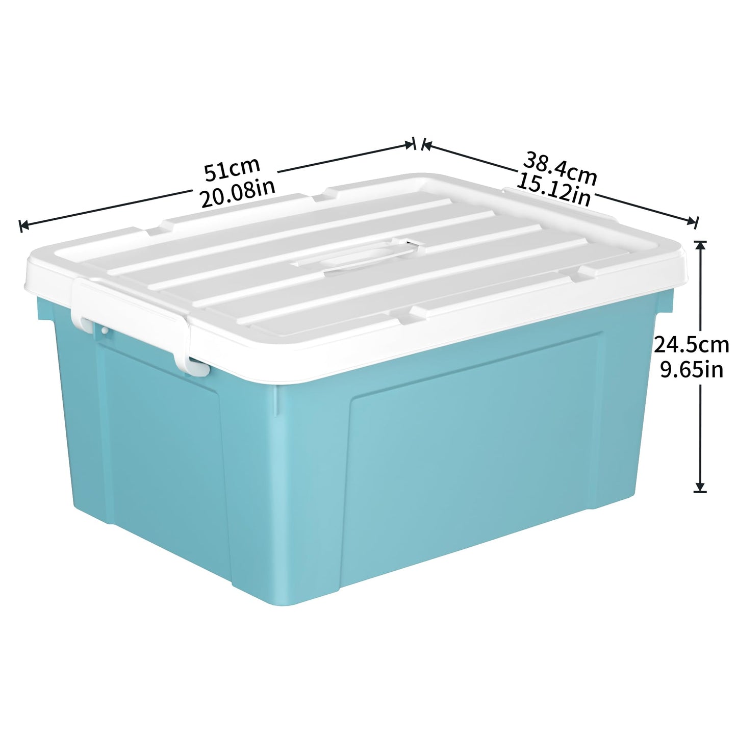 Cetomo 35L*4 Storage Boxes, Carry Plastic Storage Box with Lids, Organizing Container with Handle and Secure Latching Buckles, Stackable, Nestable