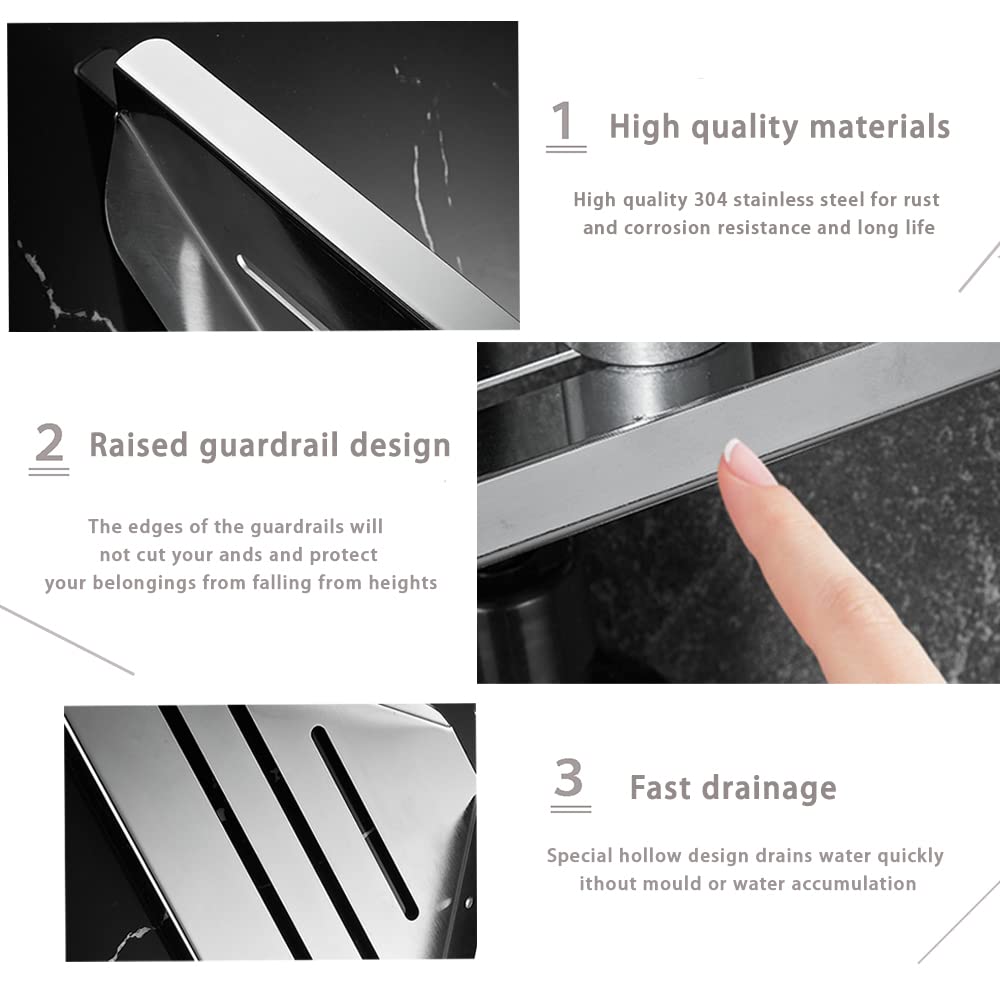 Biutimarden 30CM Corner Shelves, No Drilling Wall Mounted Storage Basket, Adhesive Shower Organiser Storage