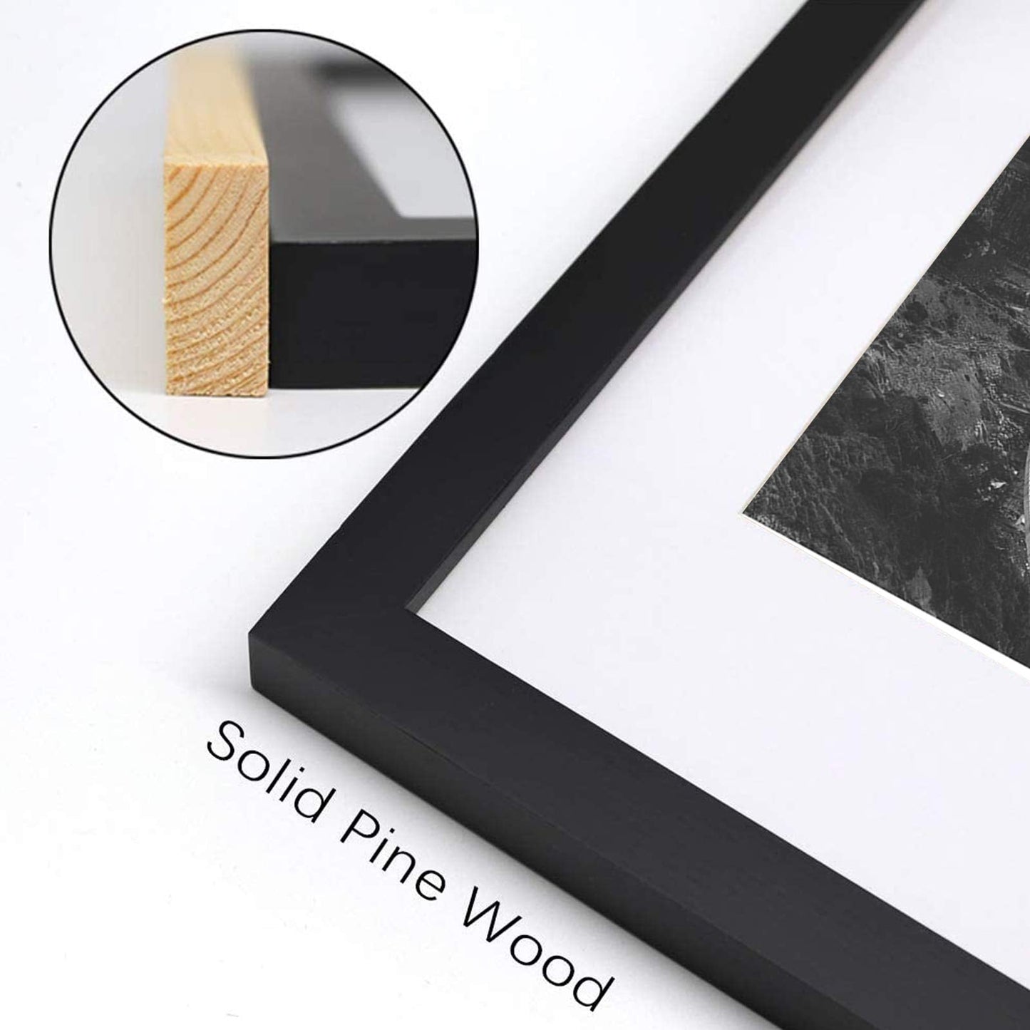 SILD A2 Poster Frame - Solid Wood Frames Black Picture Frame A2 with Mount for A3 Frame Set of 2