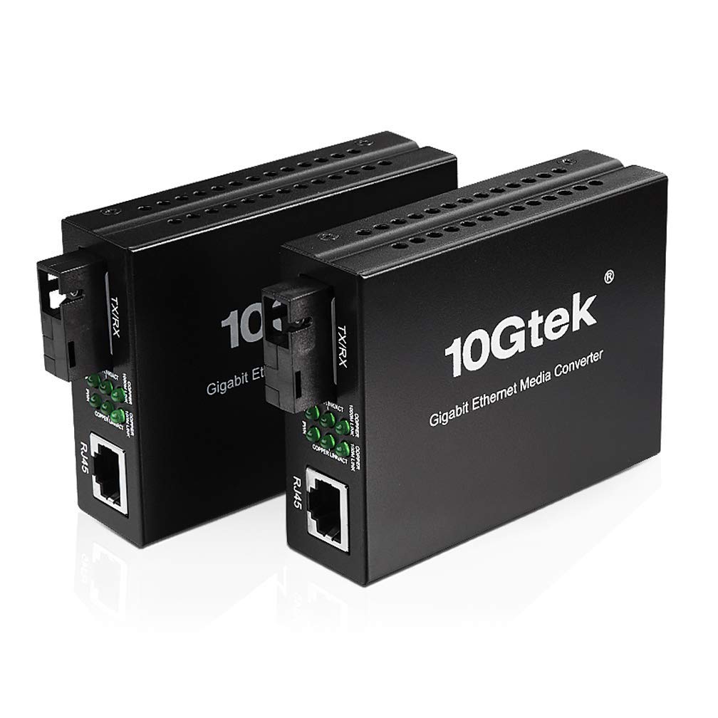 H!Fiber.com a pair of Bidi Gigabit Ethernet Media Converter, 1.25G SFP to RJ45 Fiber to copper, Built-in Bidi SFP Transceiver (1000Base-LX, 20km,