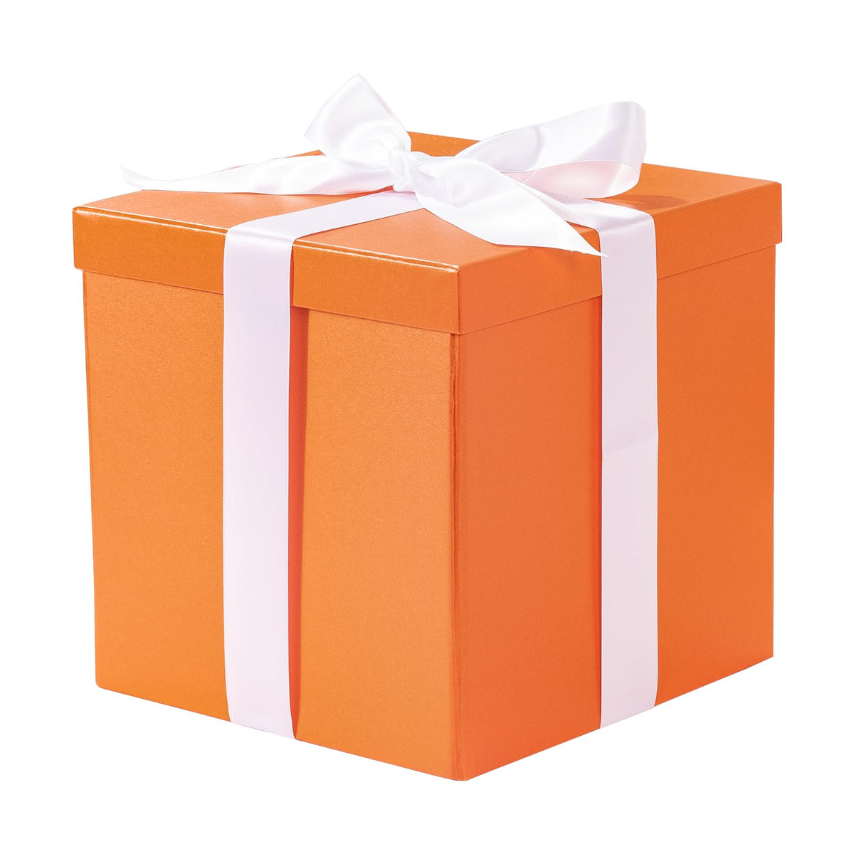 RUSPEPA Medium Birthday Gift Box with Lids, Ribbon and Tissue Paper, Collapsible Gift Box - 1 Pcs, 23x23x23 cm, Orange