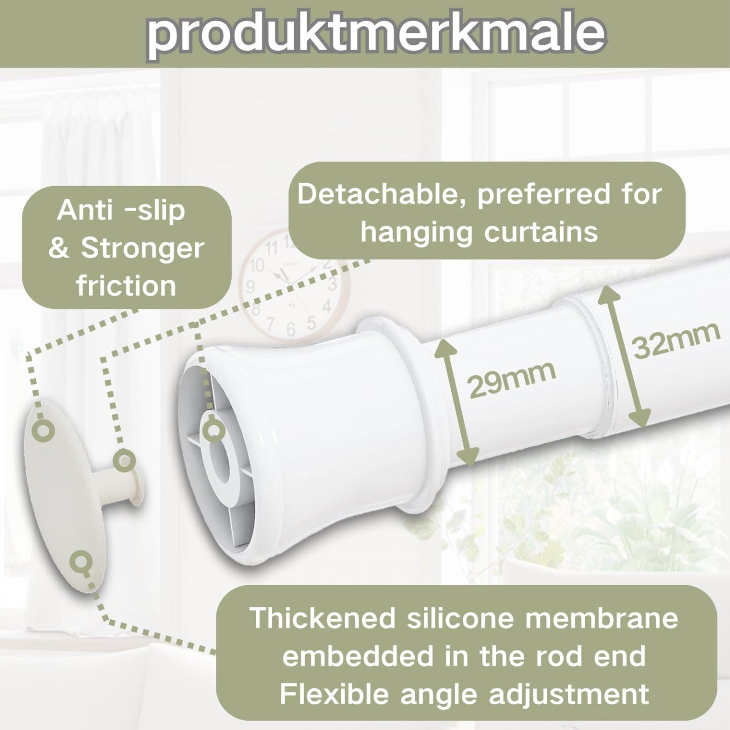 Extendable Shower Curtain Pole Non-Slip Shower Curtain Rod Tension Rod Adjustable Telescopic Curtain Poles No Drilling Shower Curtain Rail for