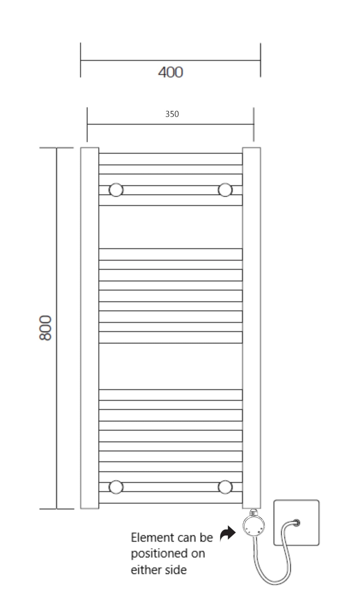 Greened House Chrome Electric WiFi Heated Towel Rail 400mm W x 800mm H