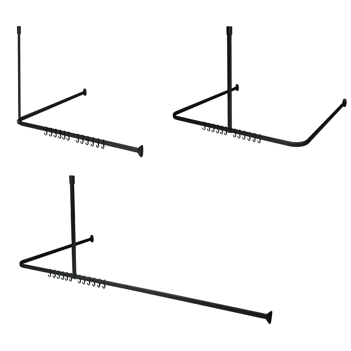 Sealskin Shower Curtain Rail Set, ABS, Black, flexibel