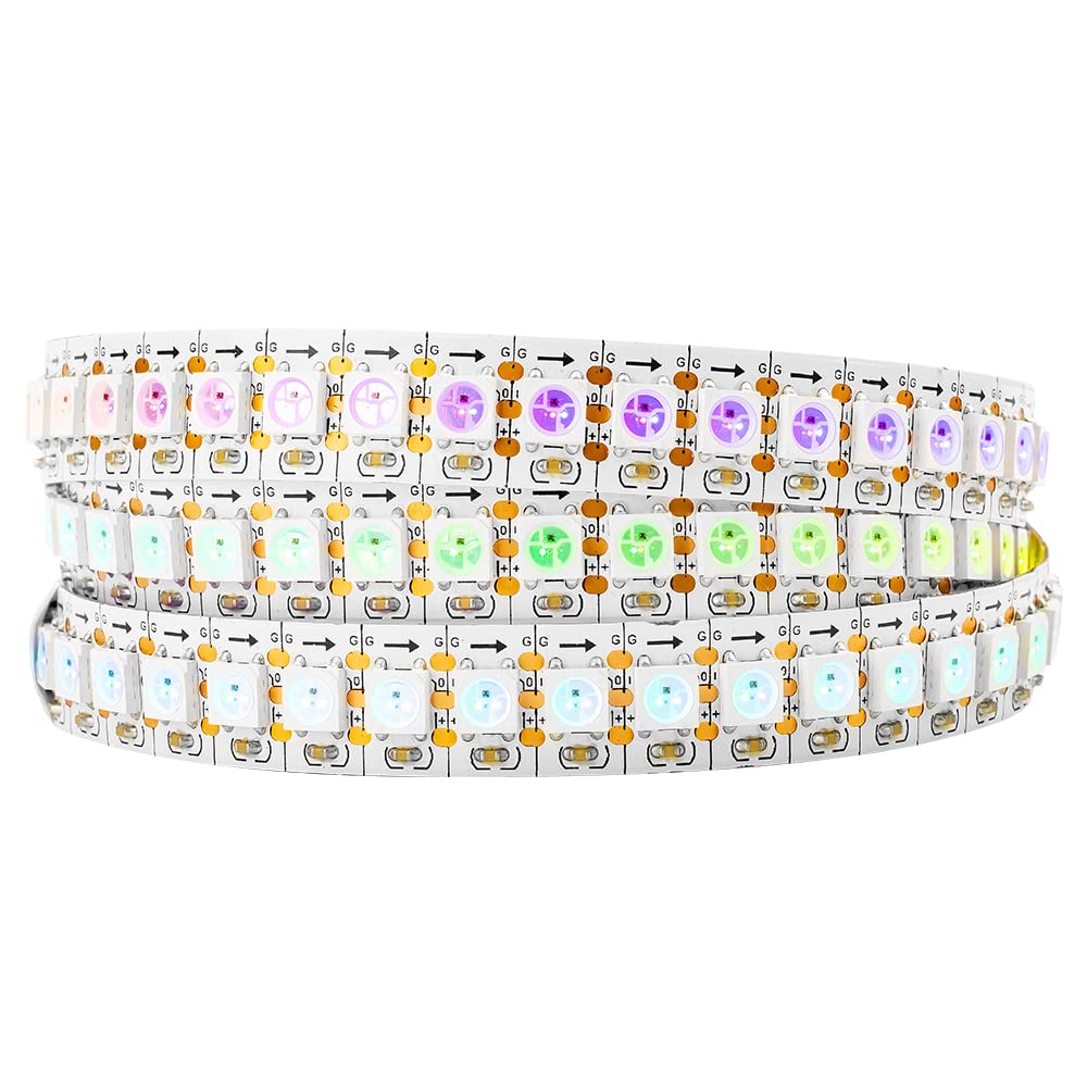 BTF-LIGHTING WS2812B 3.2FT 1m 144 LEDs/Pixels/m Individual Addressable 5050SMD LED Full Color led Pixel Strip White Board Dream Color Non-Waterproof