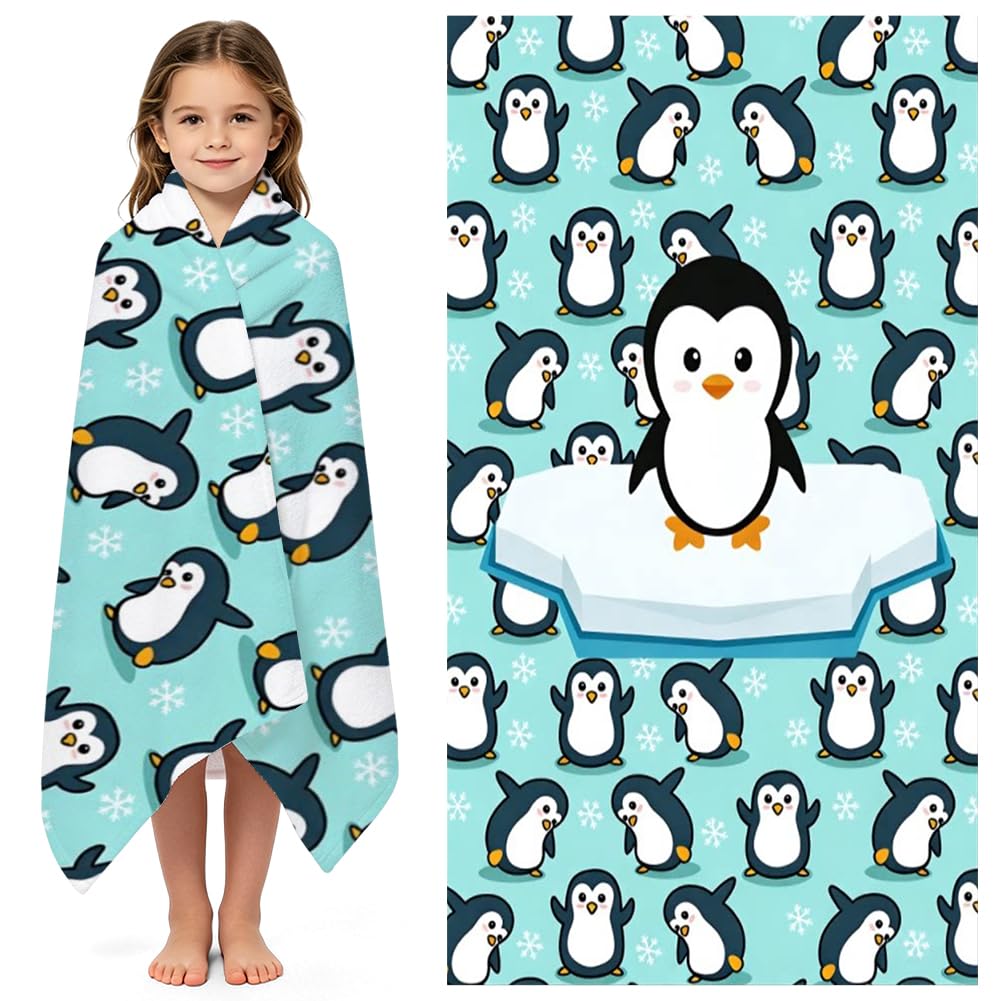 VorPrillynt Penguin Towel Beach Swimming Towels Penguin Bath Towel Microfibre Towels Lightweight Compact and Quick Drying Travel Summer Wash Cloth