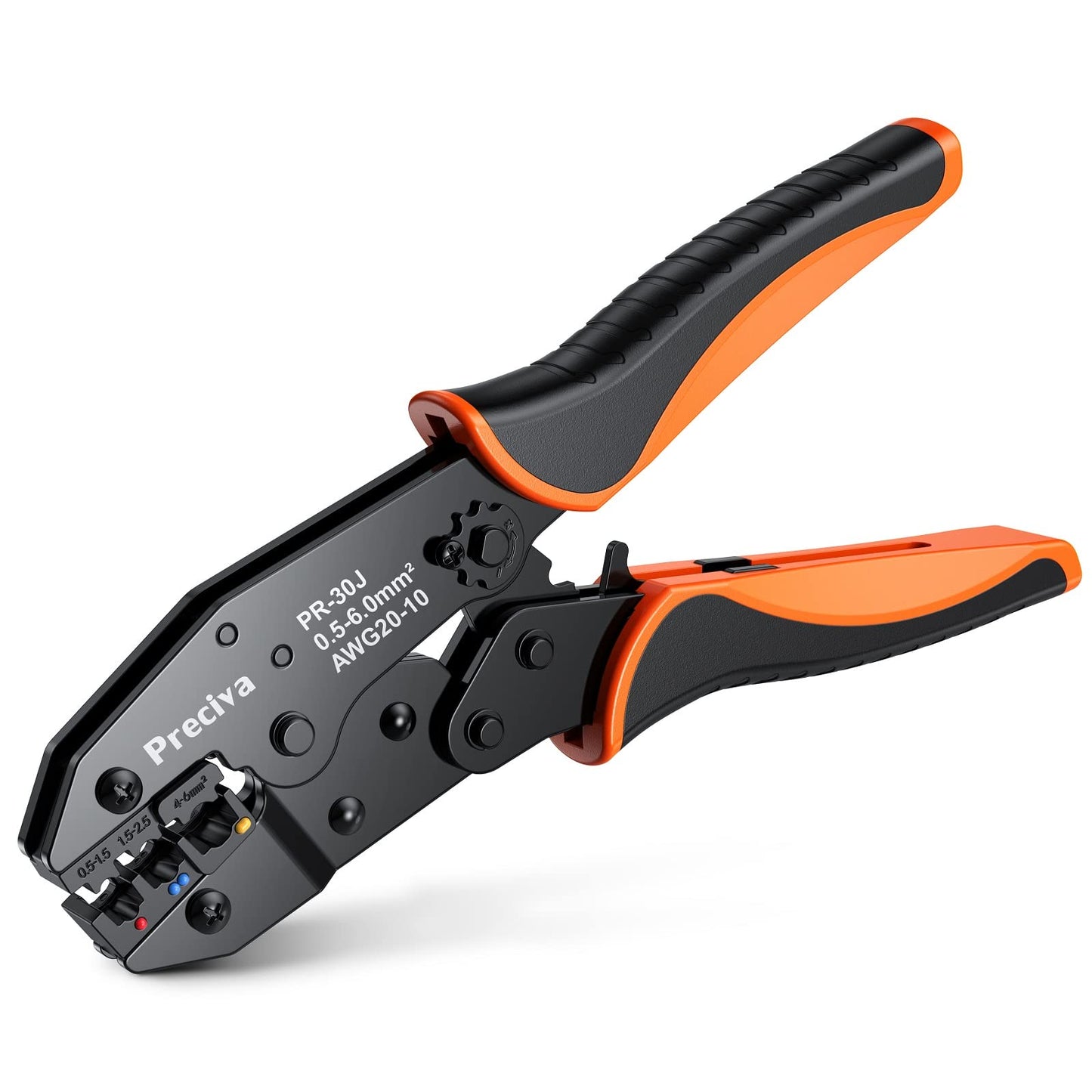 Ratchet Crimping Plier, Preciva Insulated Ratcheting Wire Terminal Crimp Tool, AWG20-10 (0.5-1.5mm?) (1.5-2.5mm?) (4-6mm?), Electrical Crimper Pliers
