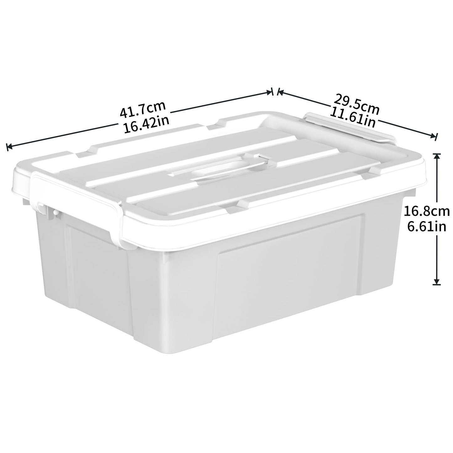Cetomo 15L*4 Storage Boxes, Carry Plastic Storage Box with Lids, Organizing Container with Handle and Secure Latching Buckles, Stackable, Nestable