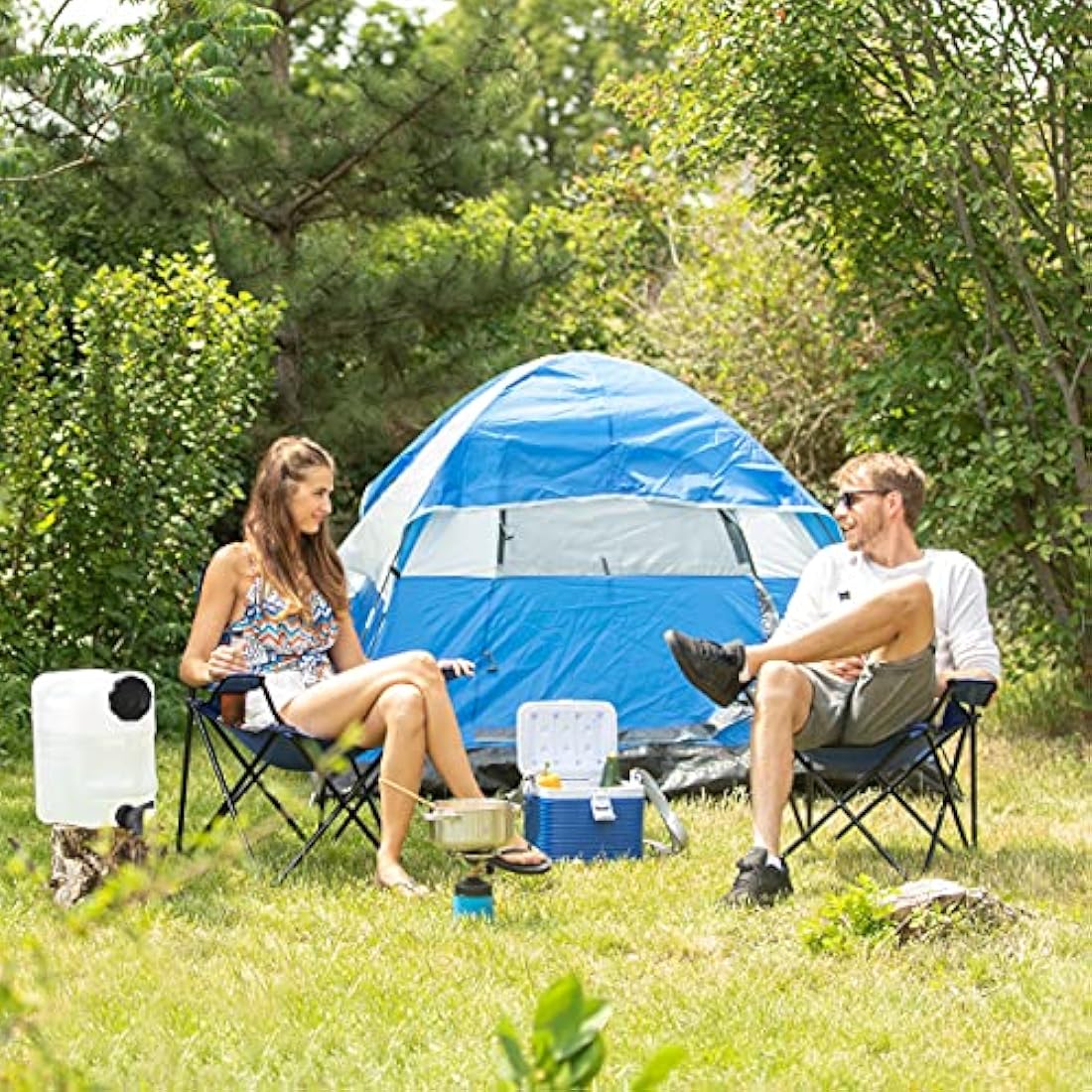 Relaxdays Water Canister with Tap, 20 litres, Camping Container, BPA-Free Plastic, Wide Opening, Handle, White/Black, 38x22x39 cm