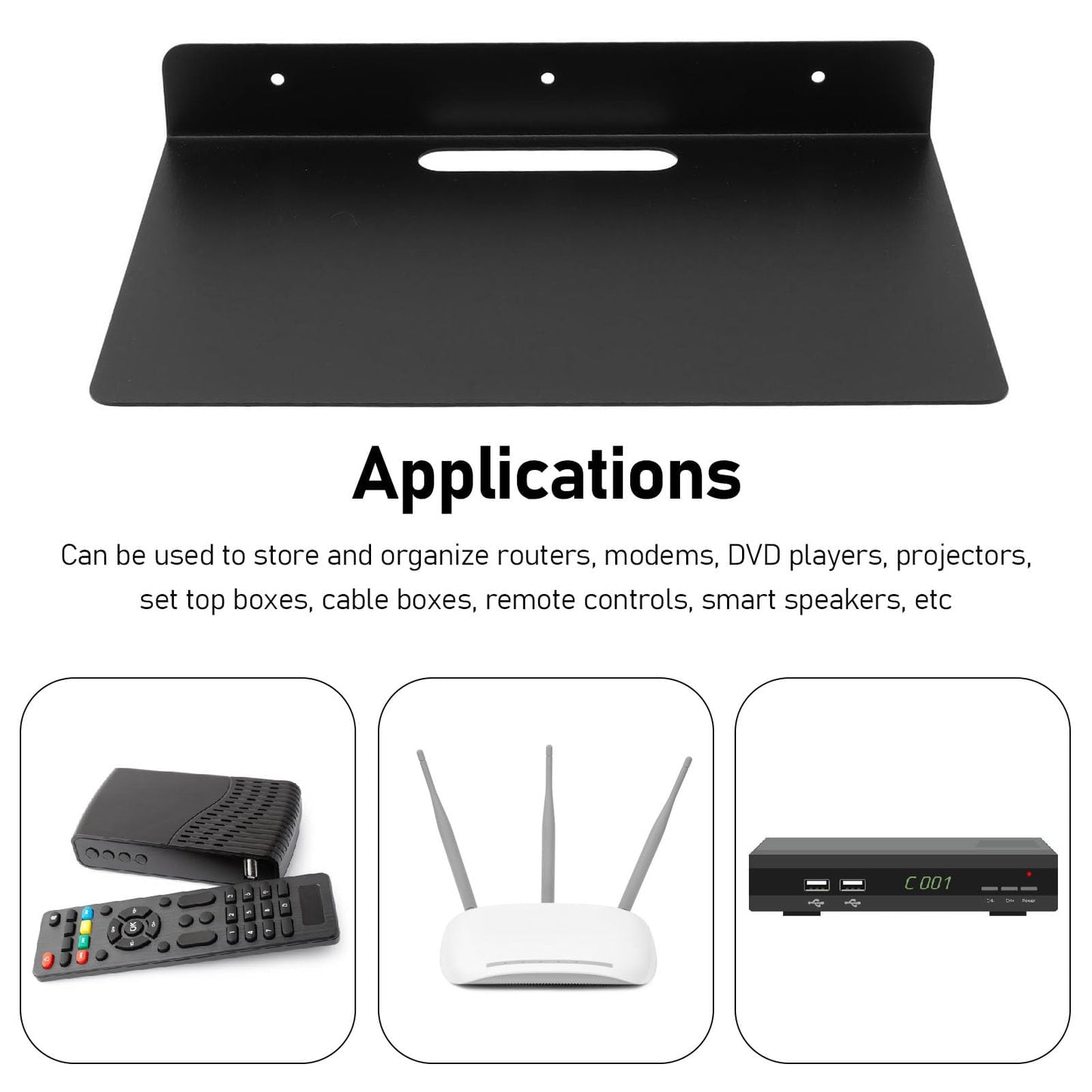 TOPINCN Floating AV Shelf Thickened Projector Router Camera Rack Mounted Box Sturdy Rack for Set Top Box Bracket Audio Visual Shelving