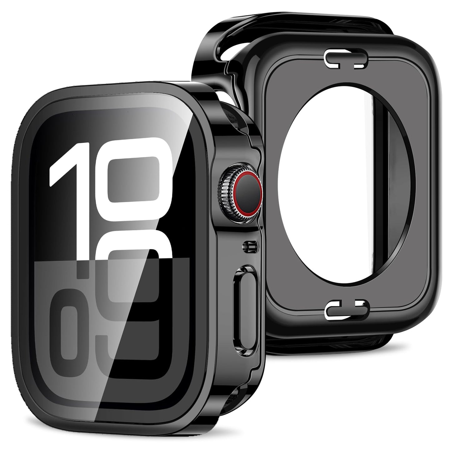 Amizee 2 in 1 Case [2-Pack] Compatible with Apple Watch Series 11/10 46mm with Built-in Screen Protector, Straight Edge Hard PC Full Body Protective