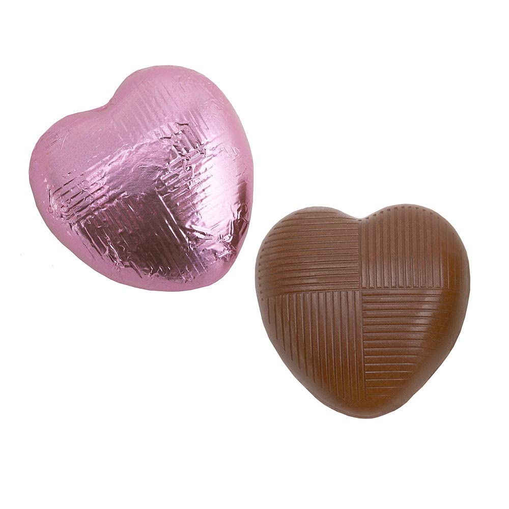 Italian Options Milk Chocolate Hearts, 500 grams approx 83 Pieces, Pink Foil