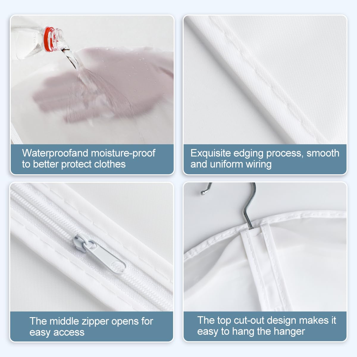 Friedwohl Pack of 5 Transparent Garment Bags, 60 x 100 cm, Zipper Closure, PEVA Material, Ideal for Suits, Dresses, Skirts