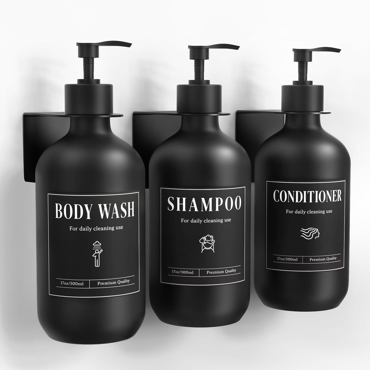 Luxspir Shampoo and Conditioner Dispenser 3 * 500ml No Drill Wall Mount