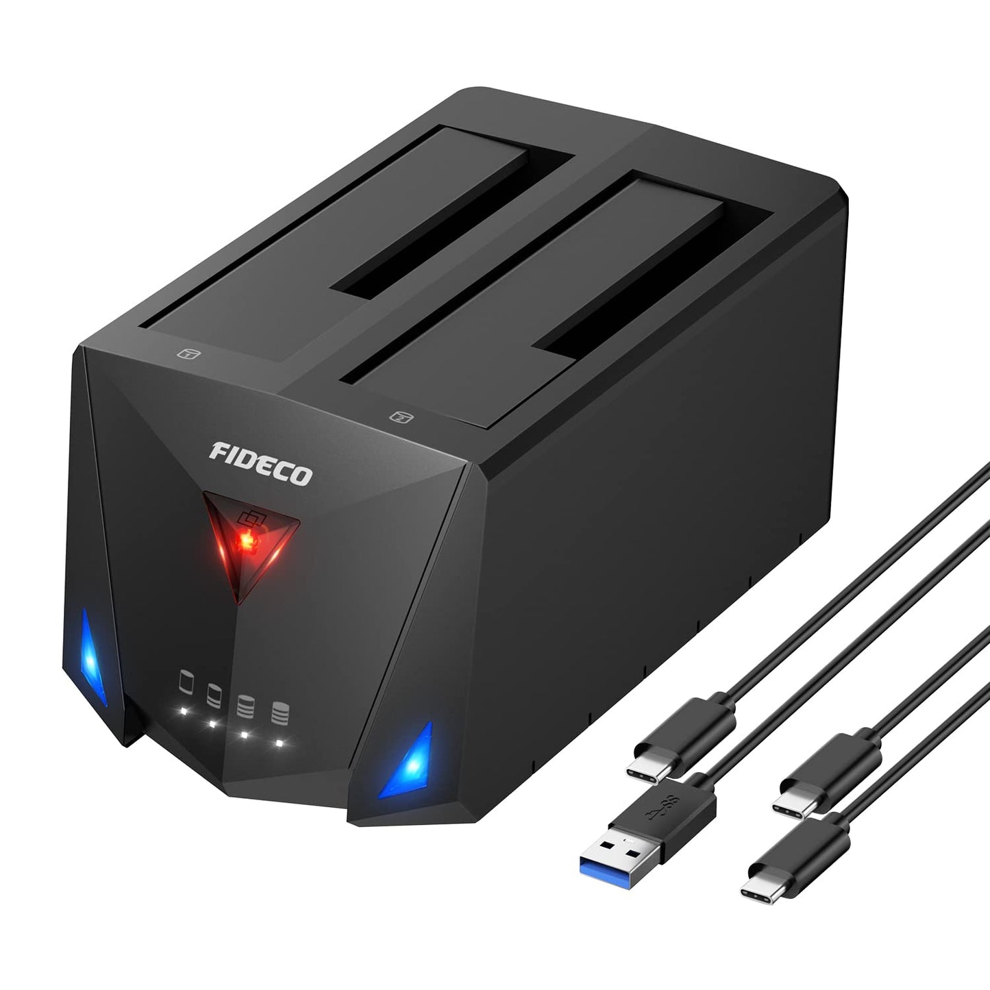 FIDECO Hard Drive Docking Station, USB 3.2 Gen 1 Hard Drive Reader for 2.5 and 3.5 inch SATA HDD SSD, Dual Bay Hard Drive Dock with Type C Port,