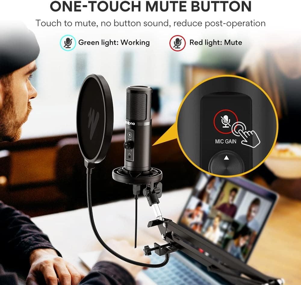 Maono USB Professional Cardioid Microphone with Boom Arm