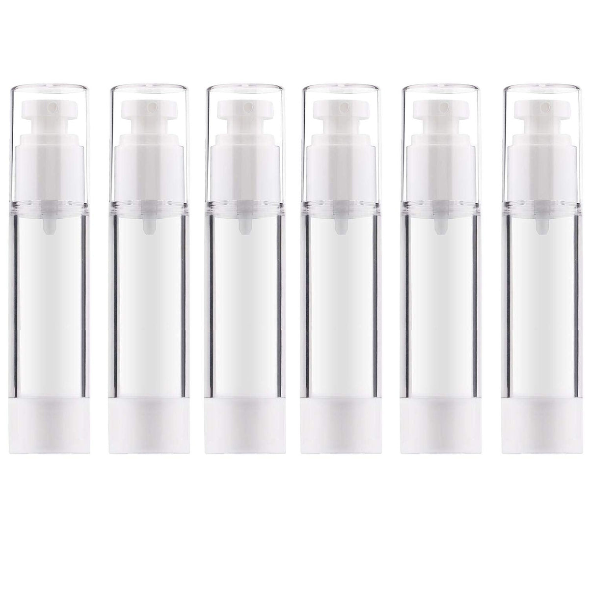 Alledomain 6Pcs 50Ml Airless Pump Bottle | Refillable Empty Clear Travel Lotion Pump Containers Dispenser/Vacuum Press Pump Bottles for Foundation,