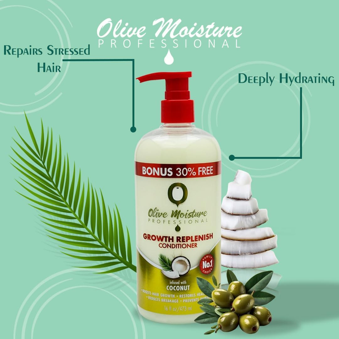 Olive Moisture Growth Replenish Conditioner for Hair Growth & Hydration 16 oz