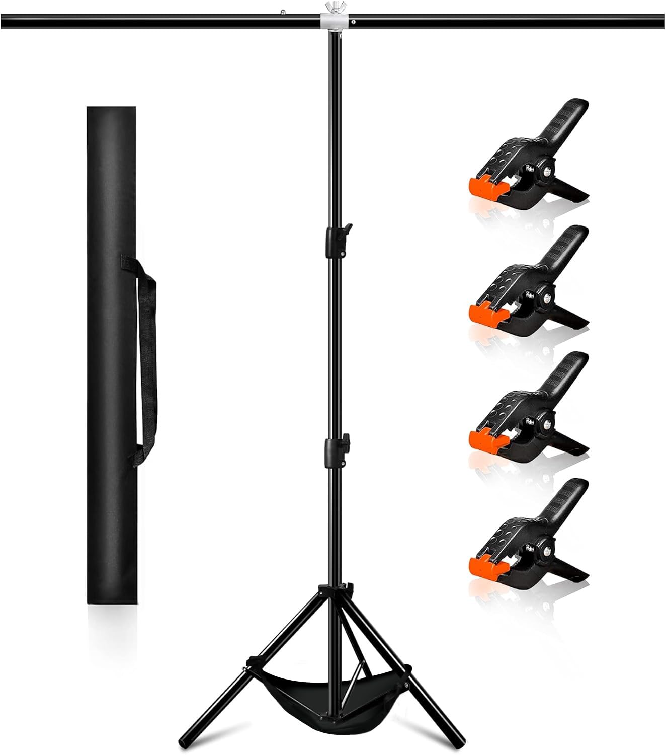 ManaPina Backdrop Stand Kit 5 x 6.5 ft Green Screen Stand Height Adjustable Portable Small 2 x 2 M Background Stand for Streaming, Zoom, YouTube,