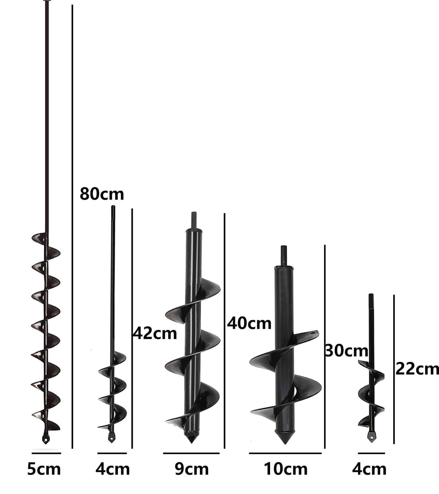 SYITCUN 5 Set Auger Drill Bit for Planting,Heavy Duty Garden Auger Spiral Drill Bit Bulb Planter Tool for Planting Bedding Plants,Universal for