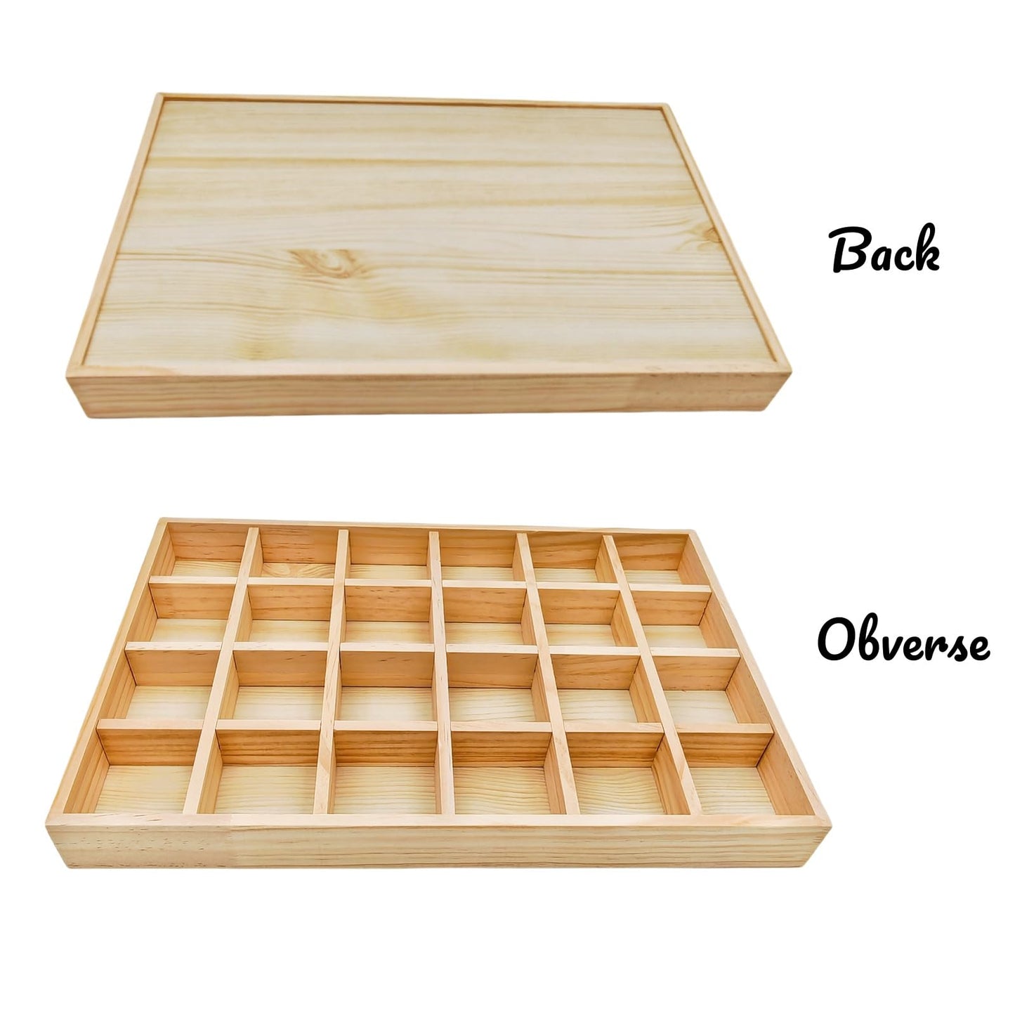 Anktily Unfinished Wooden Storage Divider Box, Showcase Display Box with 24 Compartments, Socks Organizer, Underwear Storage Case