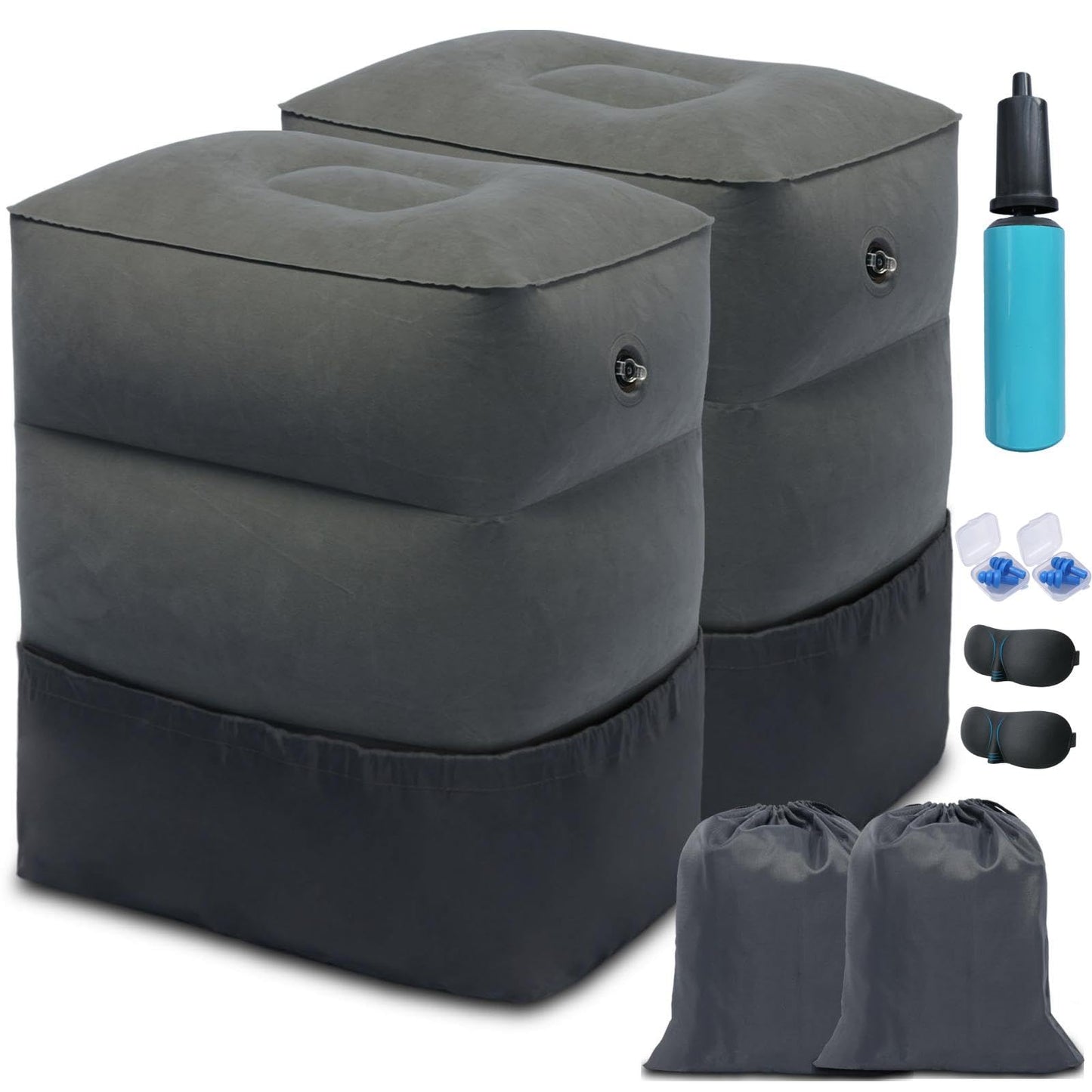 Inflatable Foot Rest Pillow, Airplane Travel Pillow, Multifunctional Adjustable 3 Layers Height Foot Rest