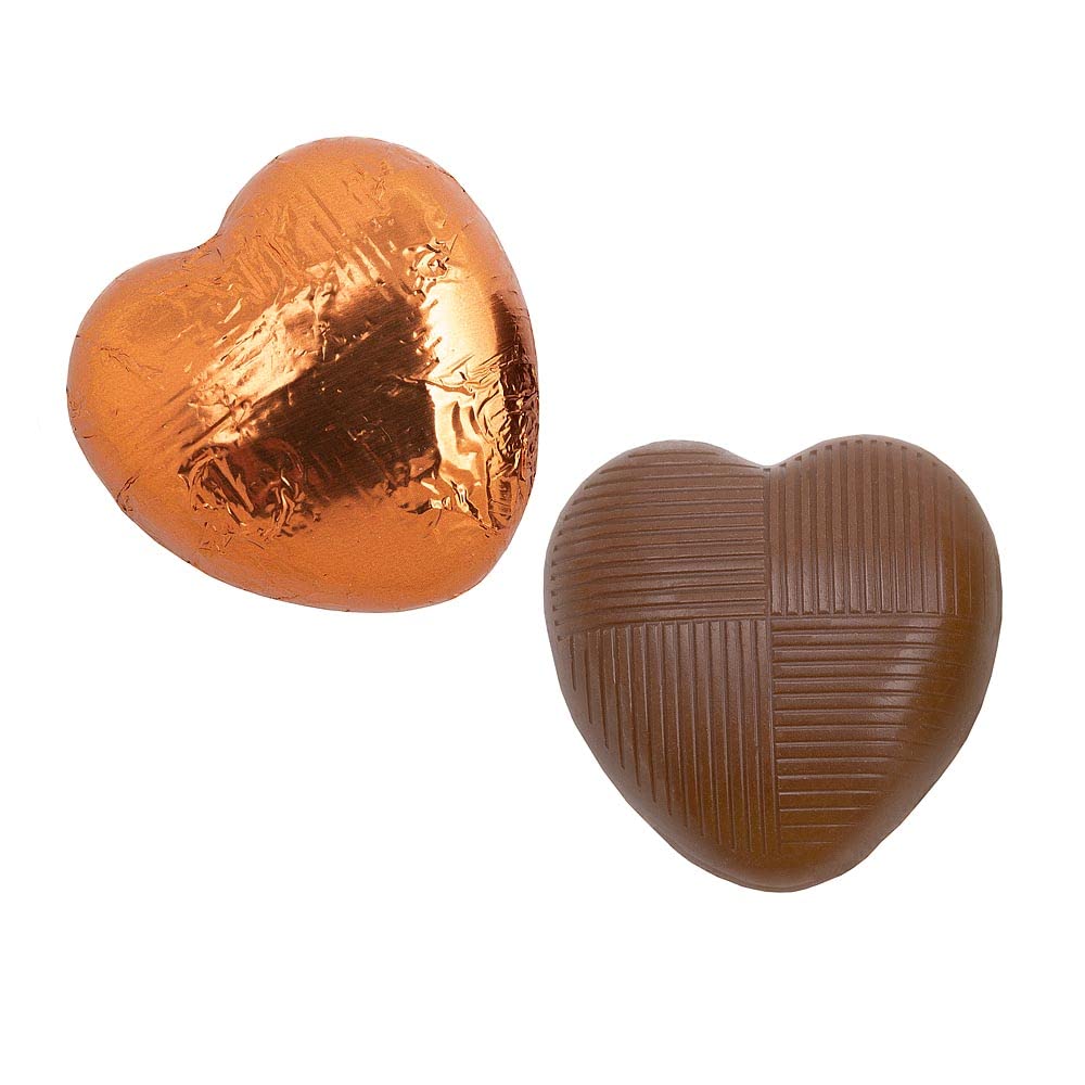 Italian Options Milk Chocolate Hearts, 500 grams approx 83 Pieces, Copper Foil
