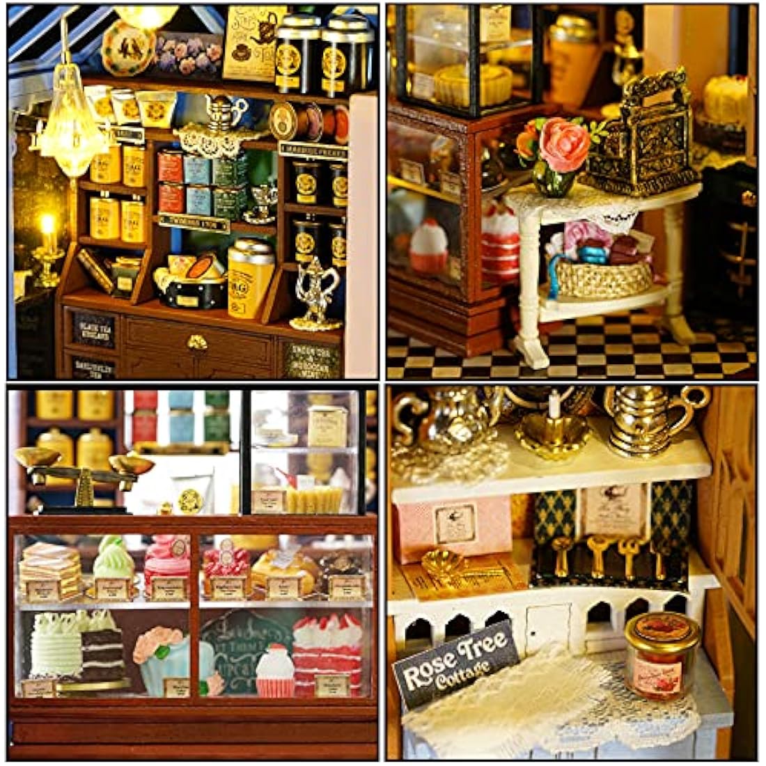 CUTEROOM DIY Wooden Dolls House Handcraft Miniature Kit Model & Furniture-Rose Garden Tea House