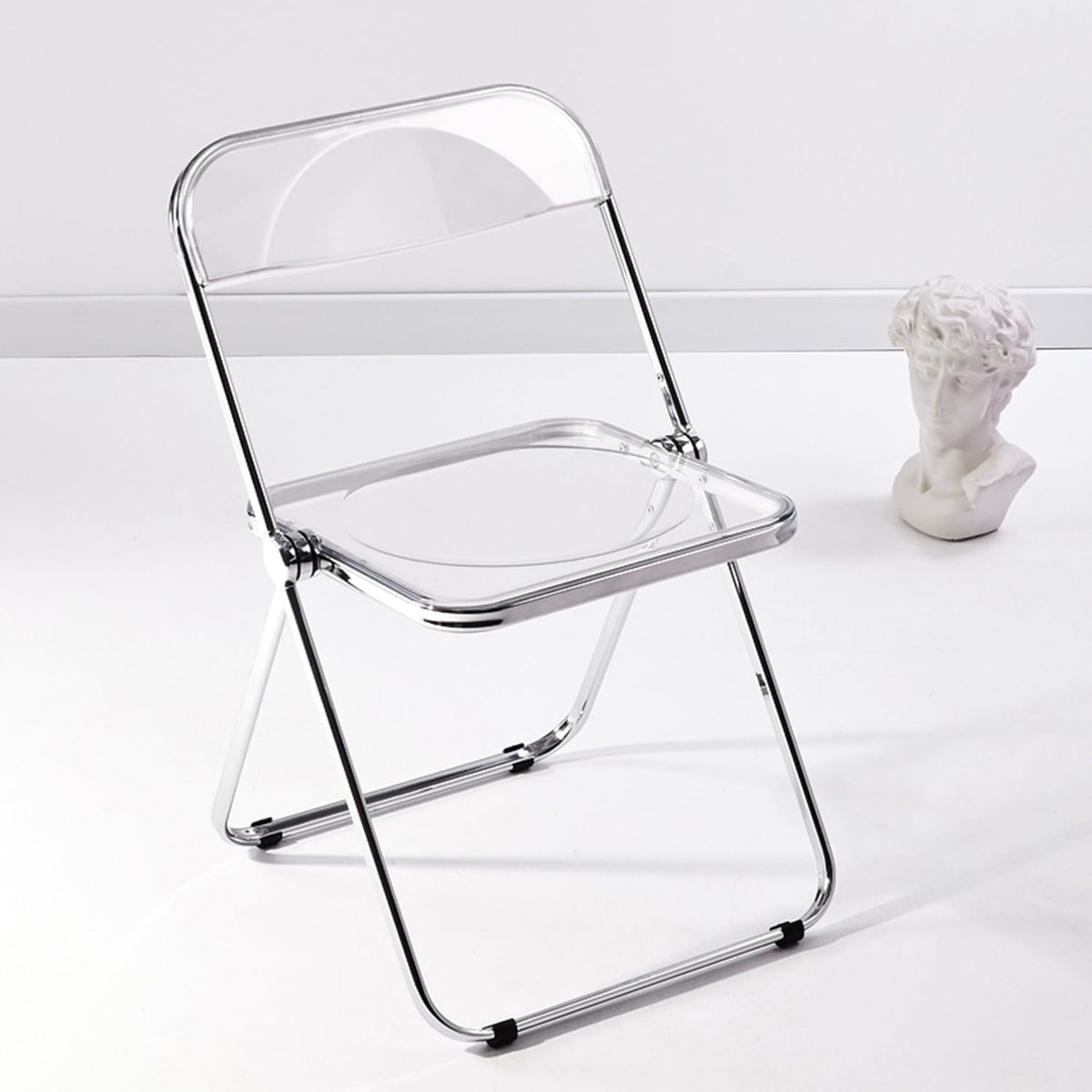 KAIHAOWIN Luxury Modern Acrylic Folding Chairs Transparent Clear Folding Chair-Acrylic Ghost Stackable Crystal Seat-PC Plastic Living Room