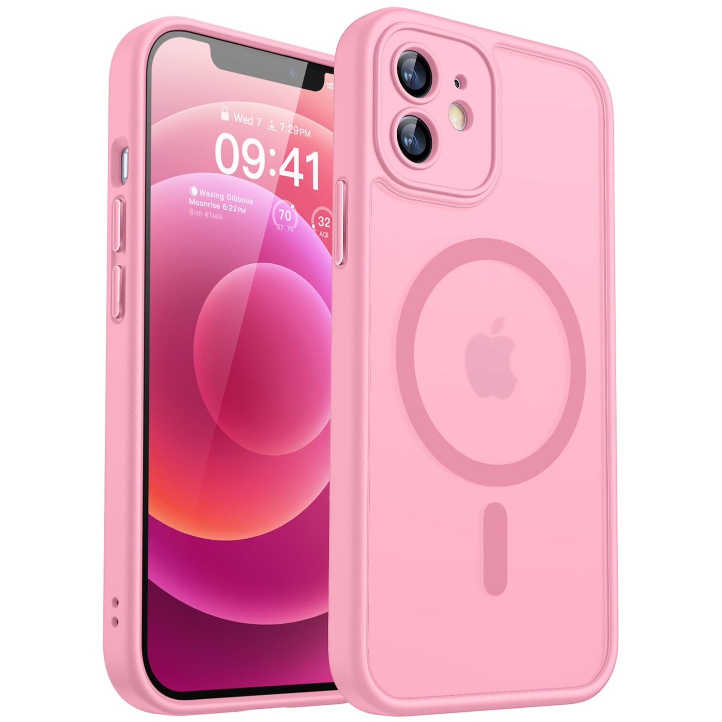 CANSHN Magnetic Compatible with iPhone 12 Case(6.1 Inch), Upgraded [Full Camera Protection] [Compatible with Magsafe] [Translucent Matte] Shockproof
