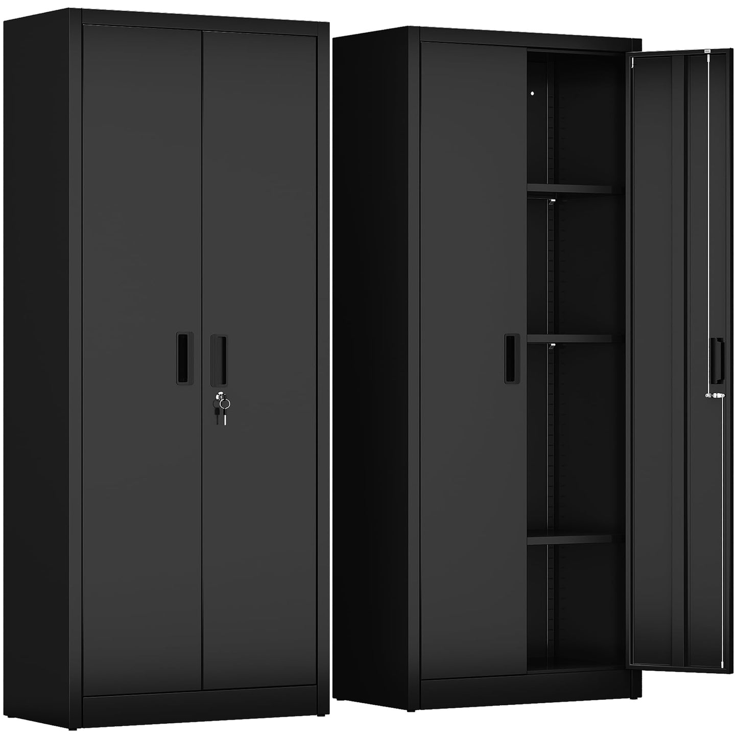 FlairVibe Metal Storage Cupboard with 2 Door and 3 Adjustable Shelves,Black