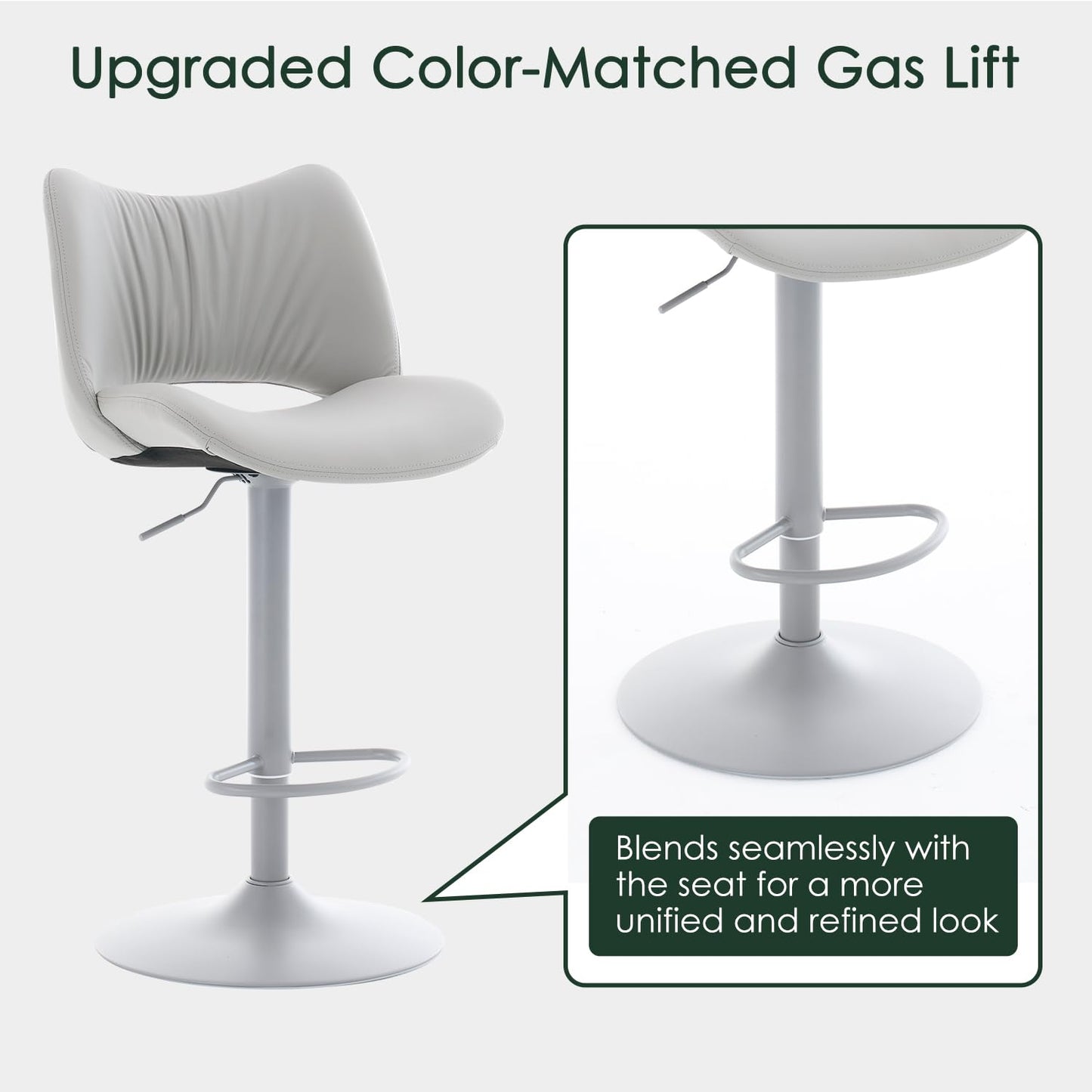 YOUNUOKE Single Bar Stool, Swivel Counter Height Barstool, Gray