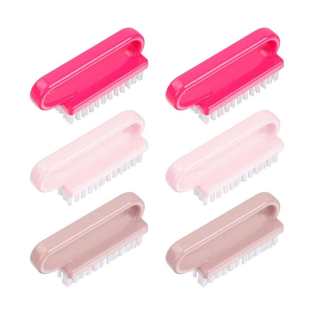 Larcele 6pcs Nail Brush Double Sided Nail Brushes for Cleaning Nail with Plastic Handle, for Cleaning Hand Toes Home Garden Salon use MJS-04 (Pink)