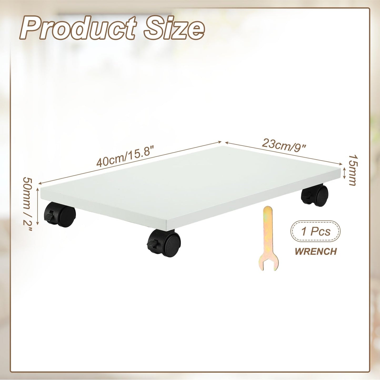 PATIKIL 9x16in PC Stand, Computer Tower Stand Wood CPU PC Holder Under Desk Mobile Cart 4 Caster Wheel for Floor Carpet Tower ATX Case Printer Potted
