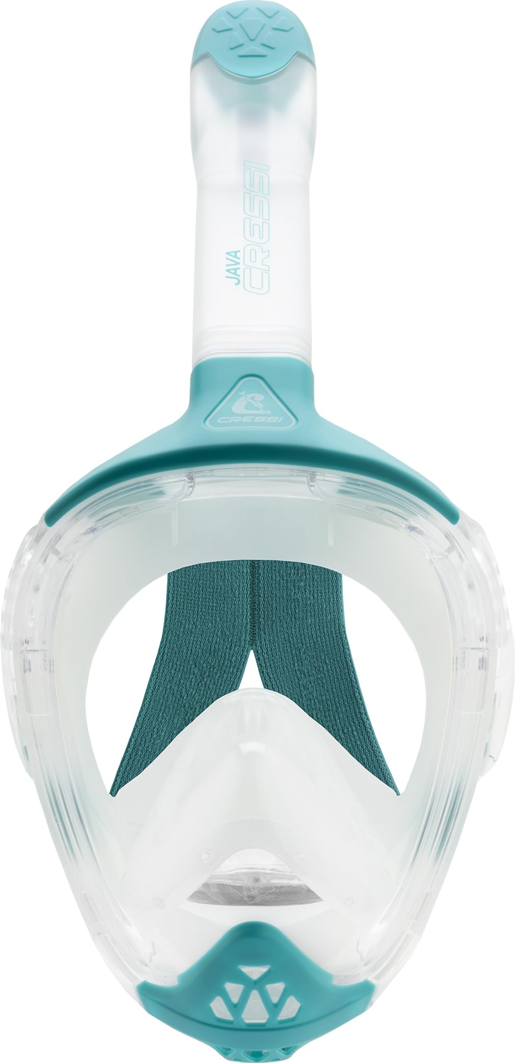 CRESSI Java Full Face Mask Clear/Aquamarine S/M-Unisex Full Face Snorkel Mask, Ultra Clear Anti Fog Lens, 100% Silicone, Snorkel Dry with Safety