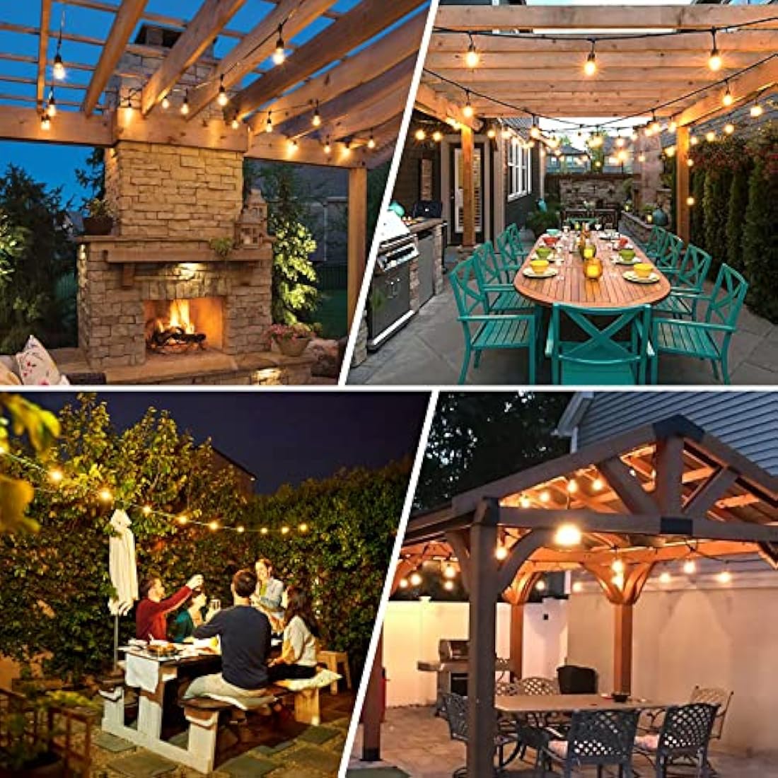 Spacelumen 98FT Outdoor String Lights Mains Powered, 32 Pcs 2W S14 LED E27 Screw Bulb, 2700K Warm White S14 Garden String Festoon Lights for Patio Party Wedding Yard Gazebo