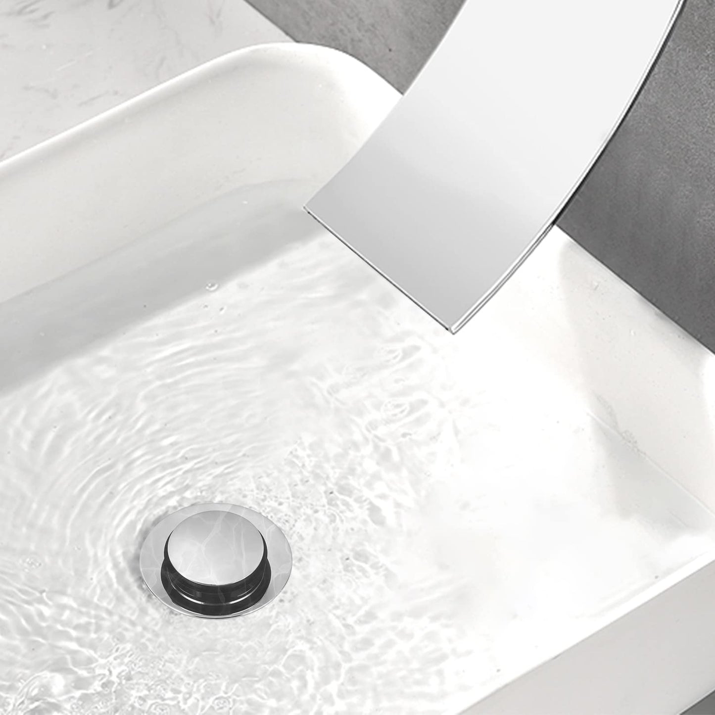 Peppermint Unslotted Basin Sink Pop Up Click Clack Waste Plug Without Overflow for Bathroom Sink, Brass Sprung Plug Waste, Chrome